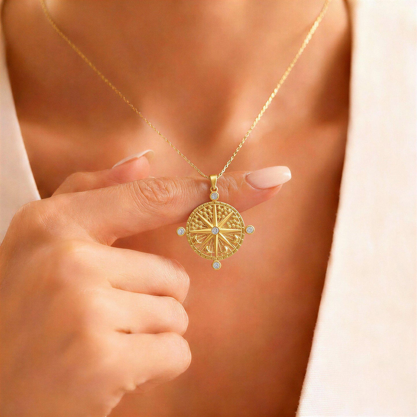 Compass Photo Locket Necklace – Personalized Keepsake Gift