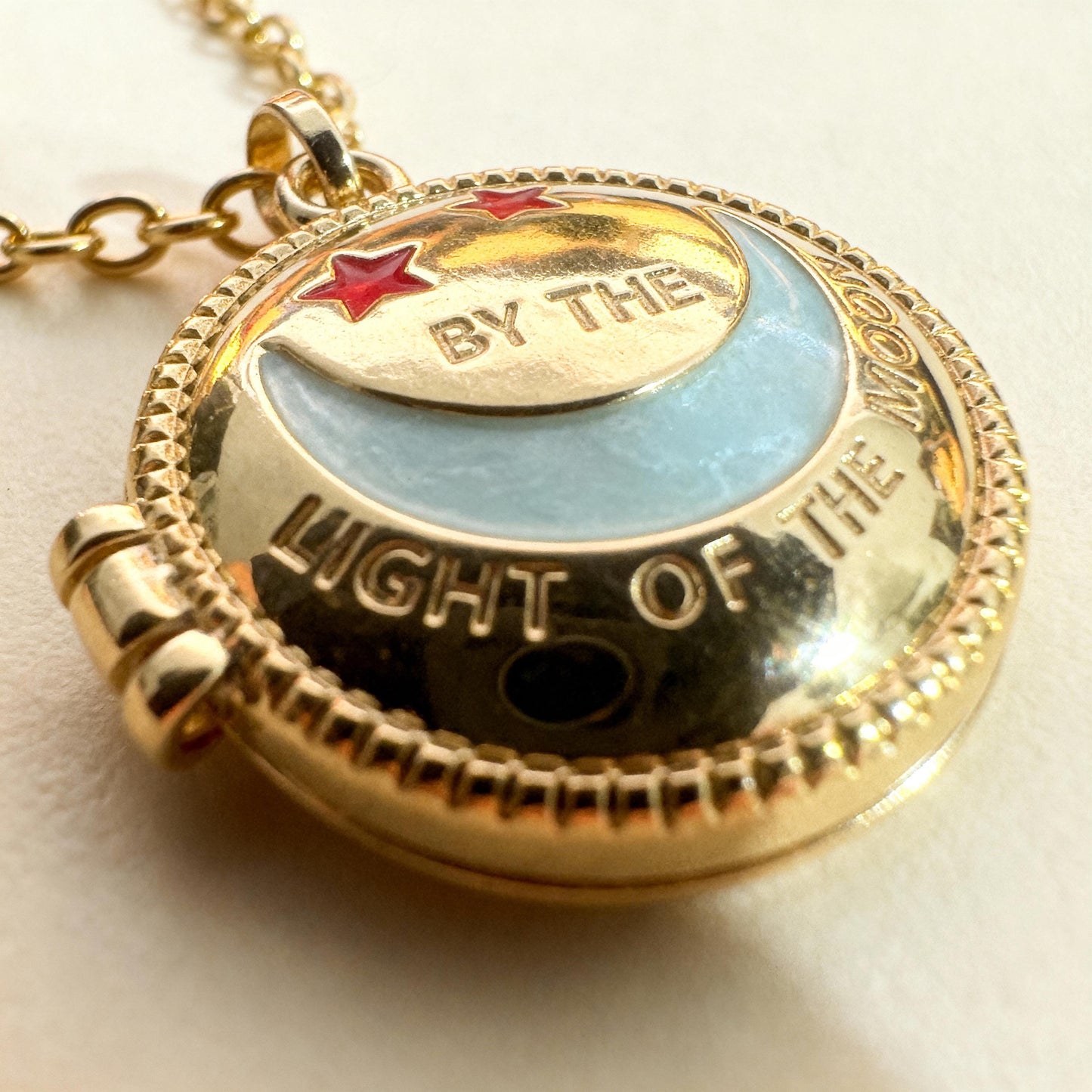 Moon & Stars Round Photo Locket Necklace – Personalized Keepsake Gift