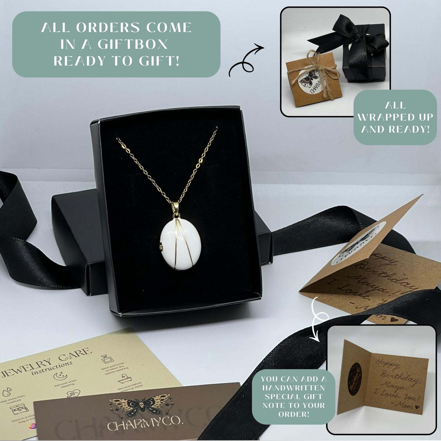 White Enamel Oval Photo Locket Necklace β Personalized Keepsake Gift