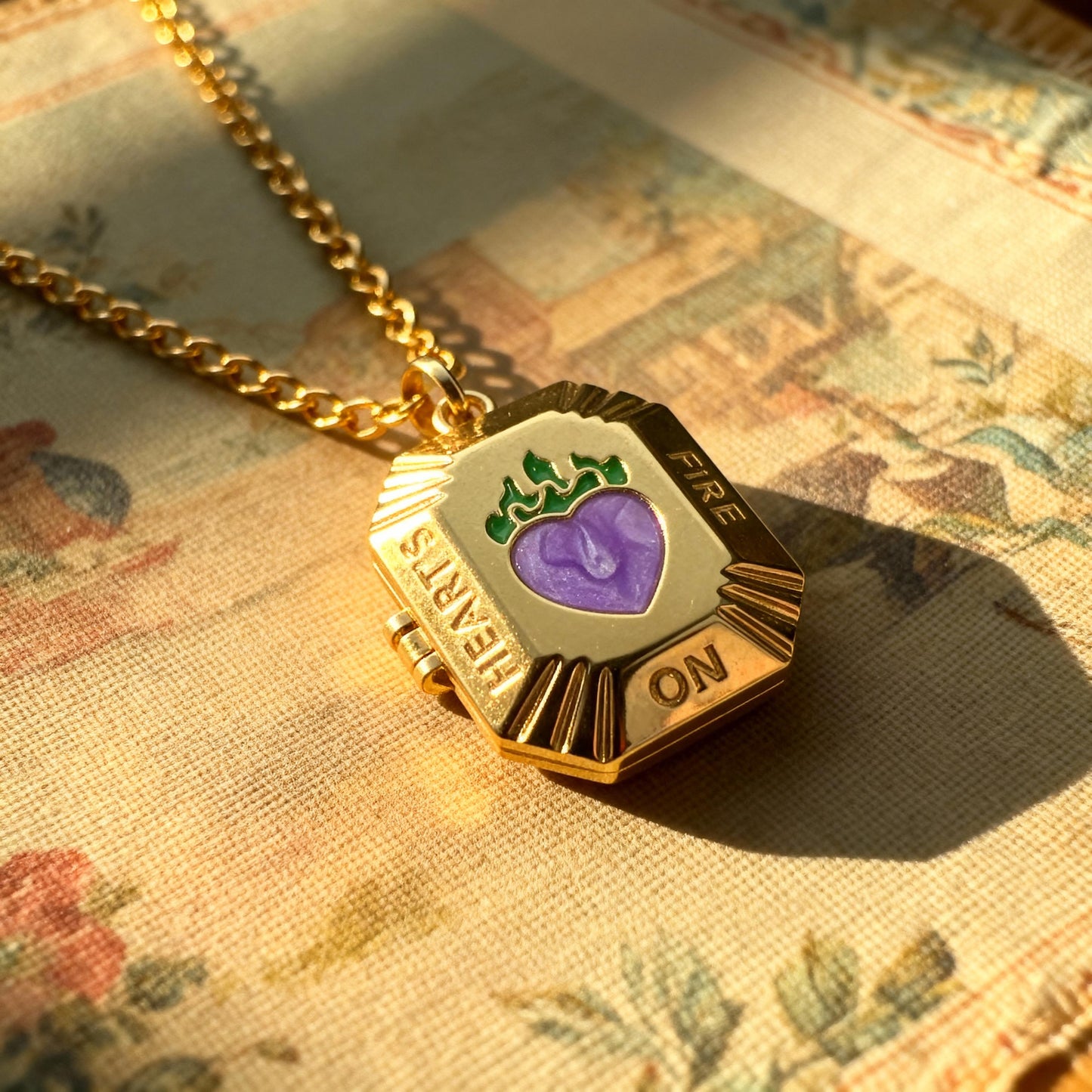 Purple Enamel Heart Photo Locket Necklace β Personalized Keepsake Gift