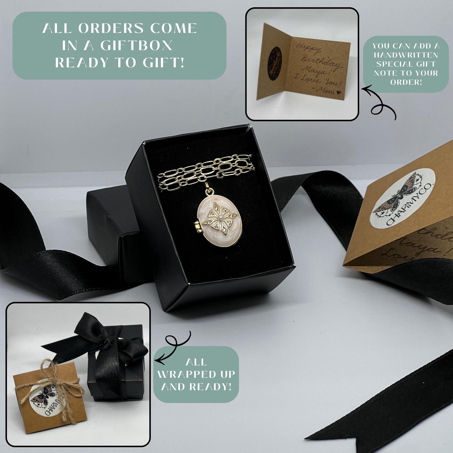 White Pearl Oval Photo Locket Necklace – Personalized Keepsake Gift