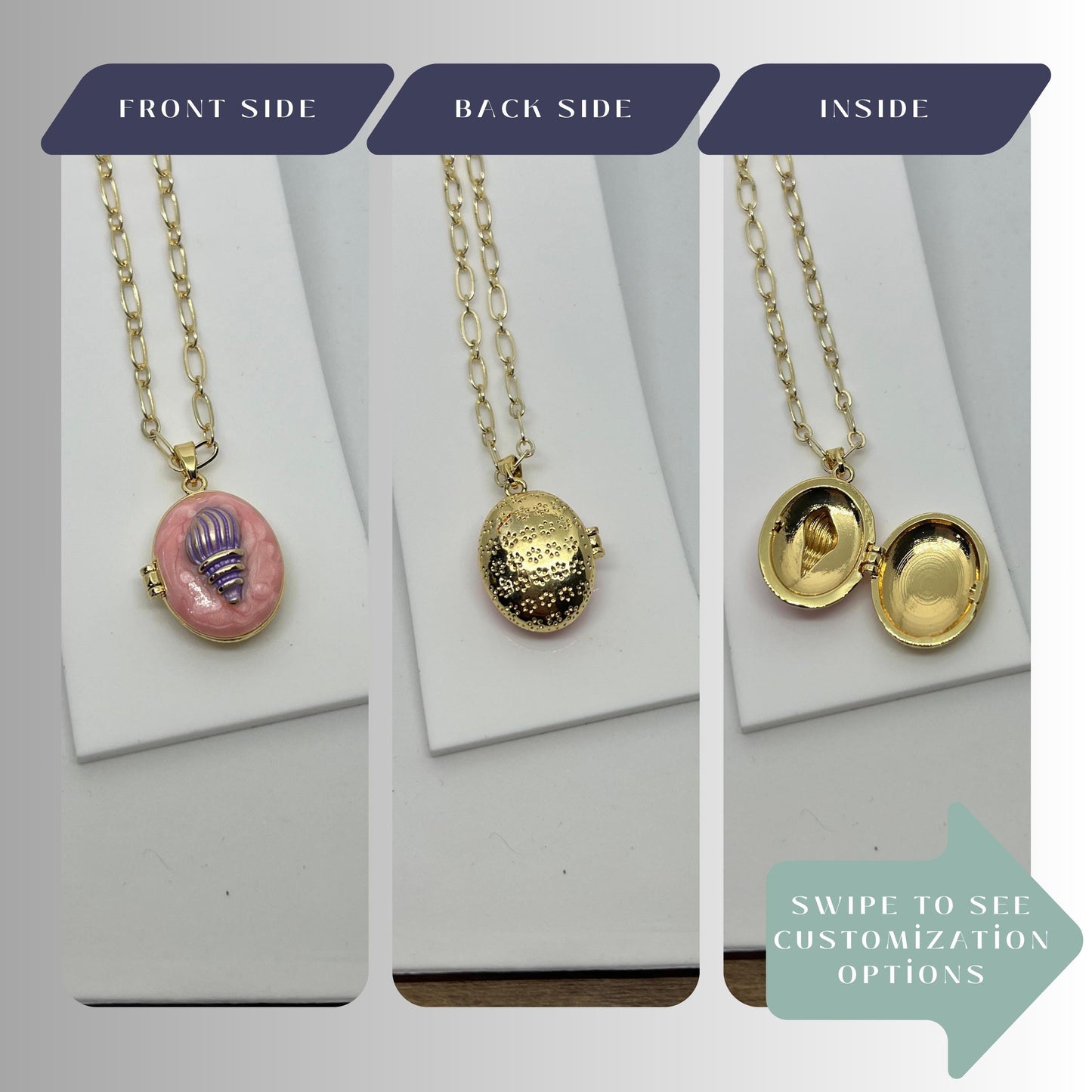 Pink Shell Photo Locket Necklace – Personalized Keepsake Gift