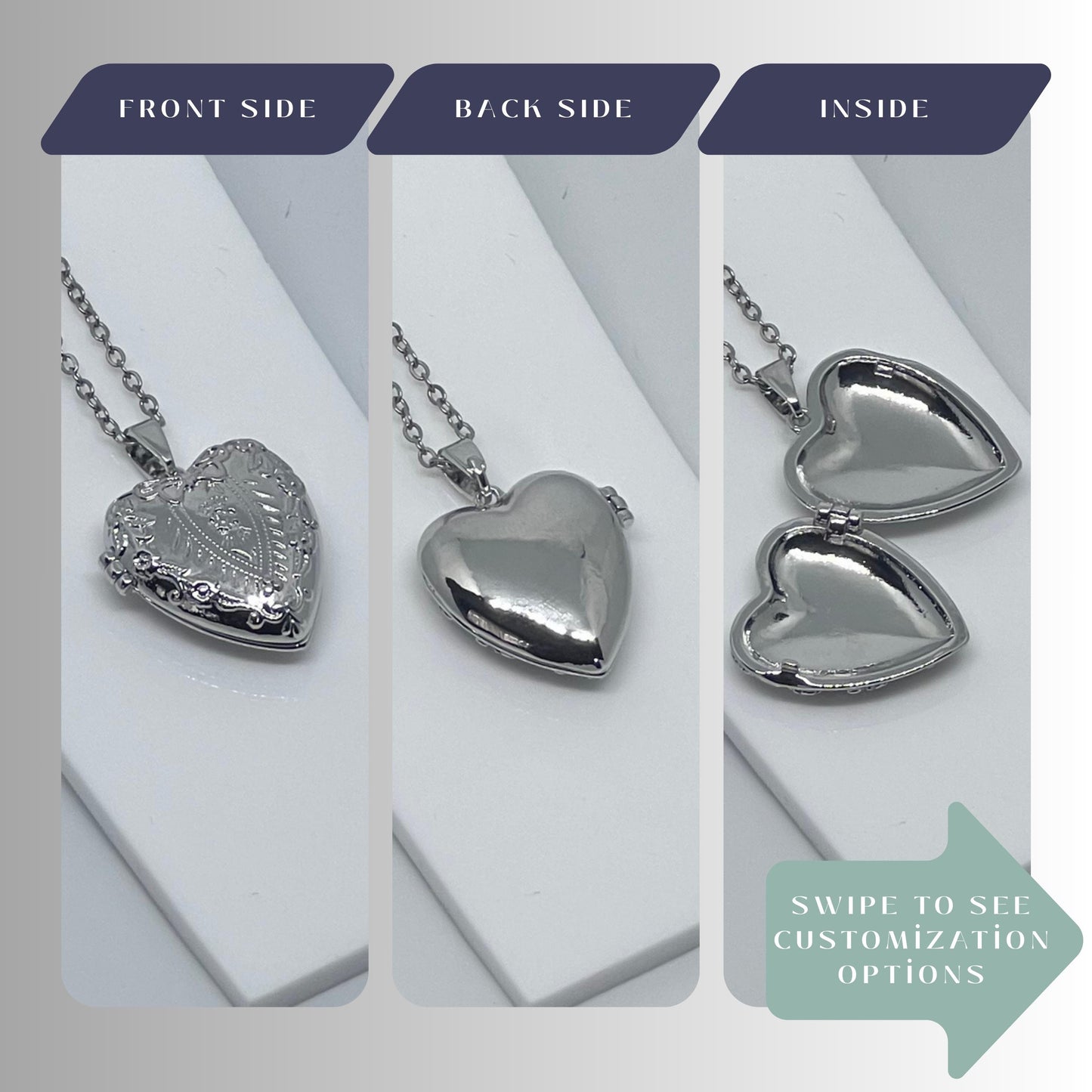 Silver Heart Photo Locket Necklace – Personalized Keepsake Gift