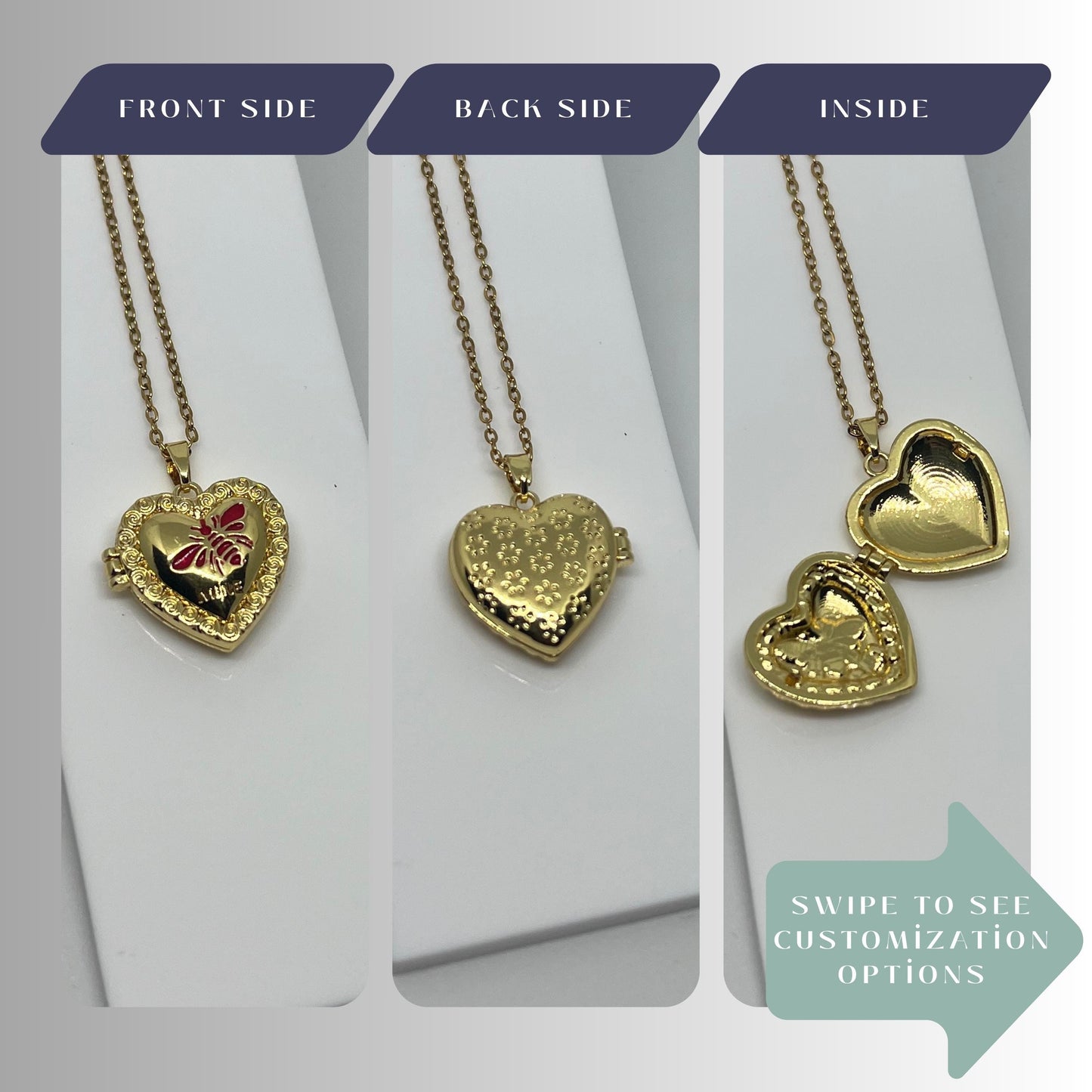 Bee Heart Photo Locket Necklace – Personalized Keepsake Gift