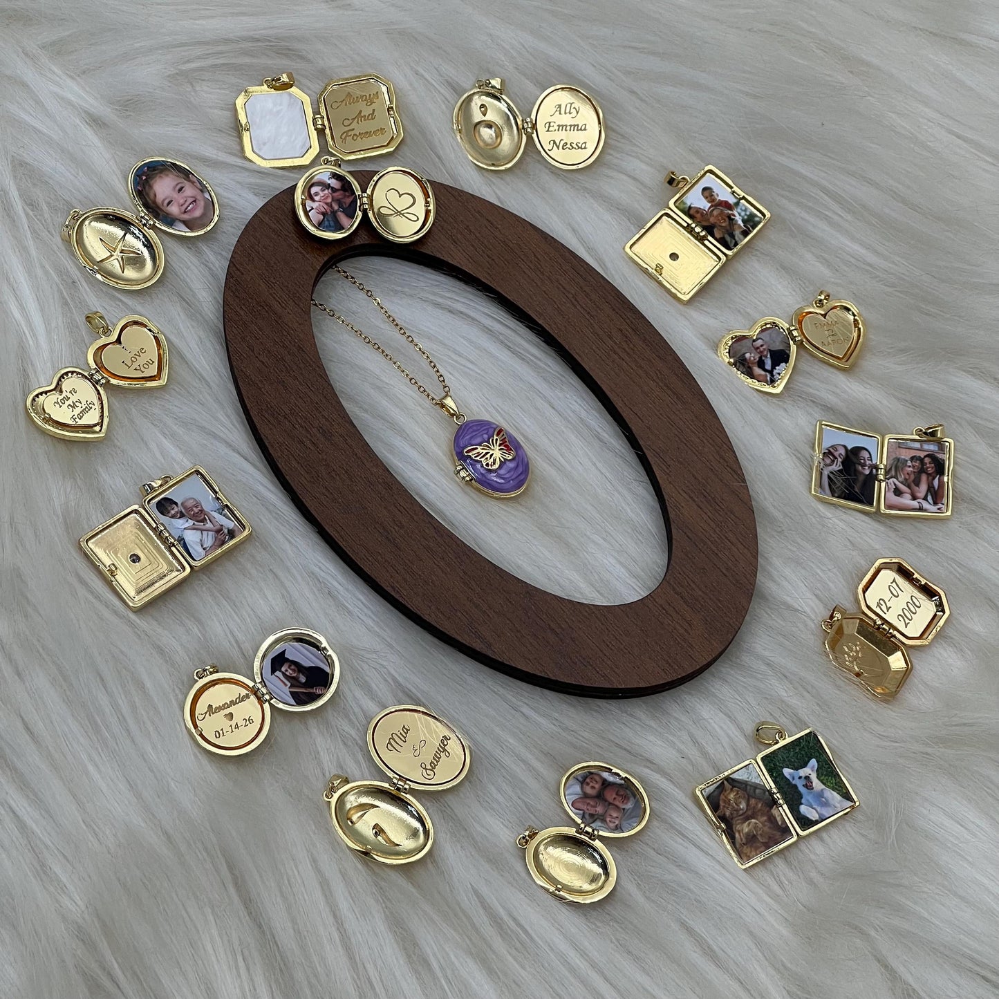 Purple Butterfly Oval Photo Locket Necklace – Personalized Keepsake Gift