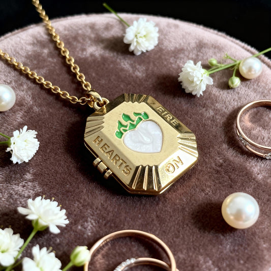 White Enamel Heart Photo Locket Necklace – Personalized Keepsake Gift