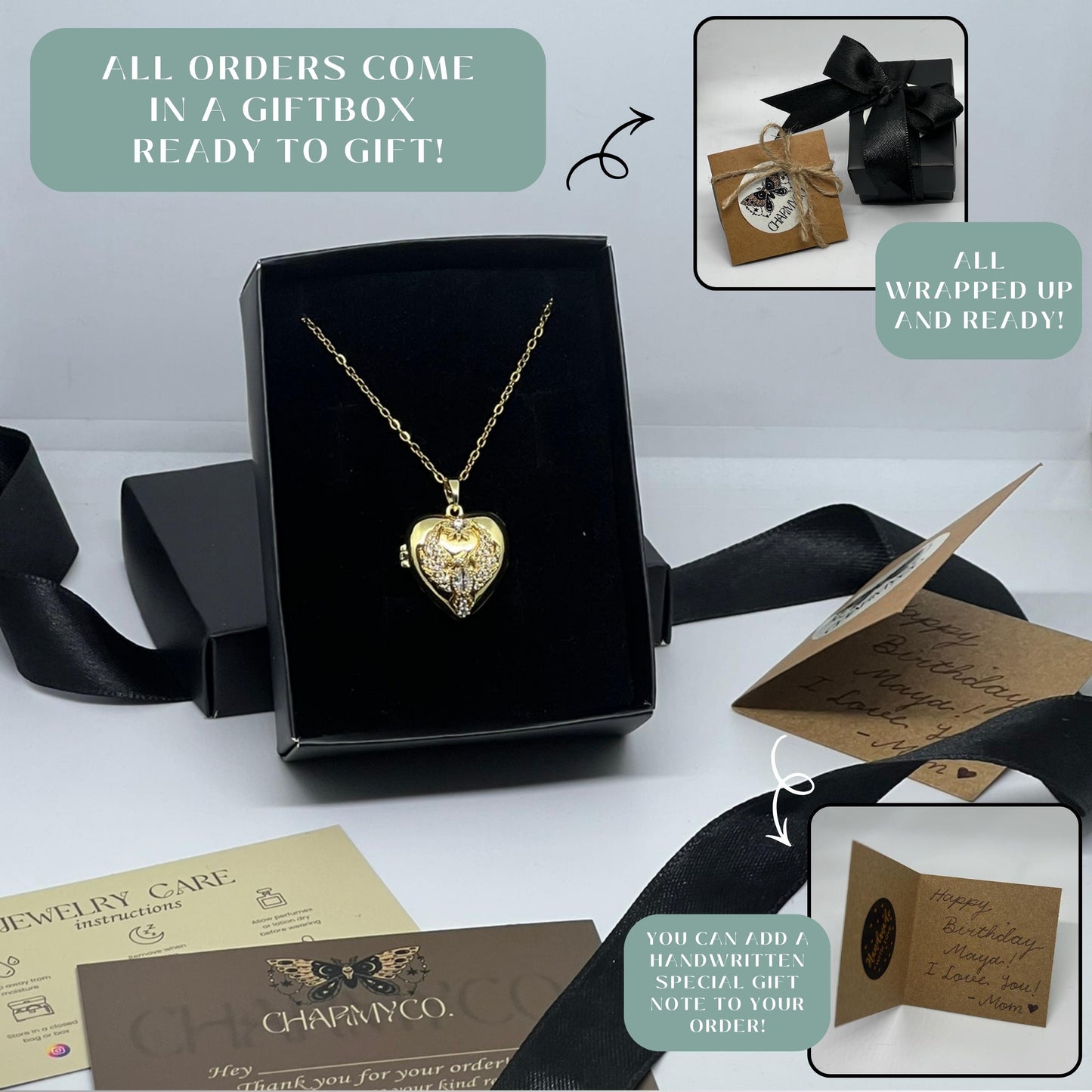 Phoenix Heart Photo Locket Necklace – Personalized Keepsake Gift