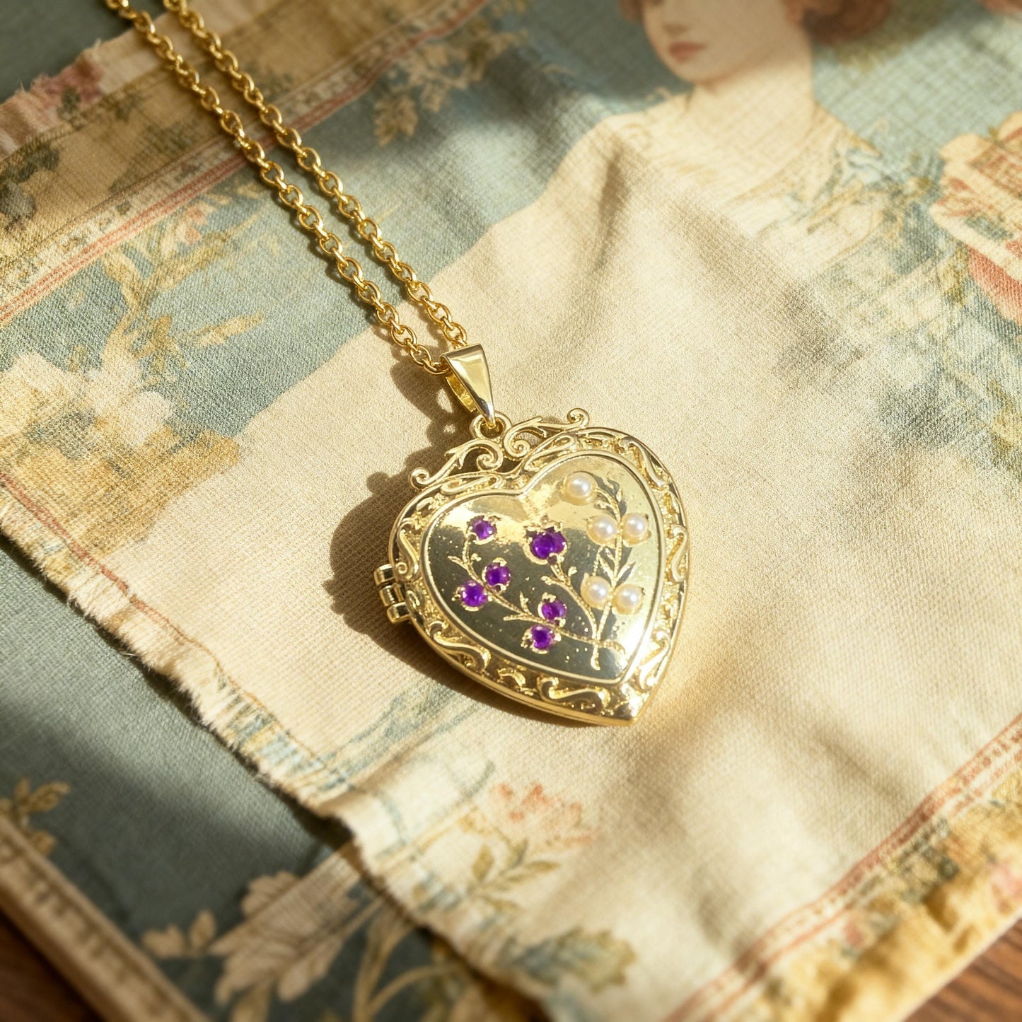 Floral Heart Photo Locket Necklace – Personalized Keepsake Gift