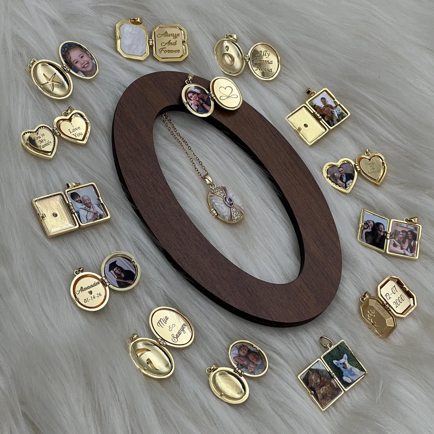 Purple Stone Oval Photo Locket Necklace – Personalized Keepsake Gift