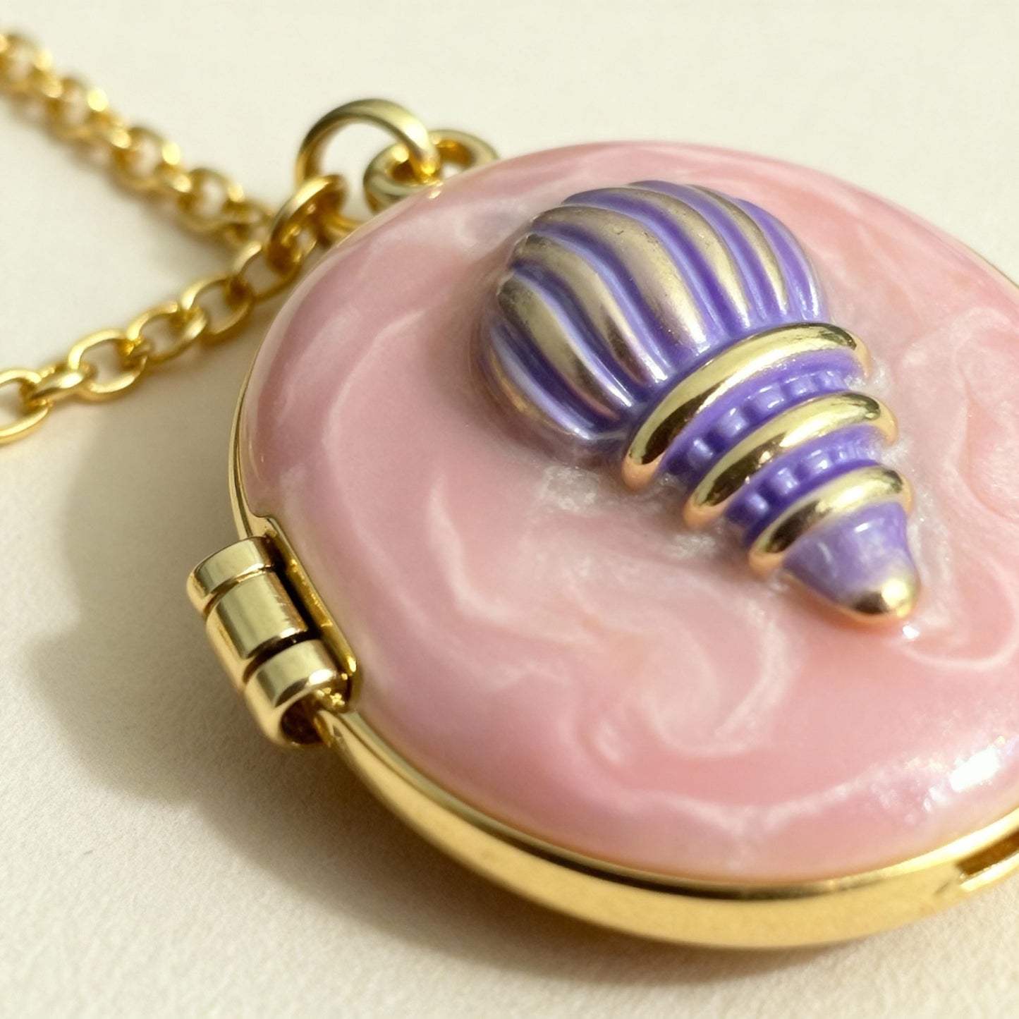 Pink Shell Photo Locket Necklace – Personalized Keepsake Gift