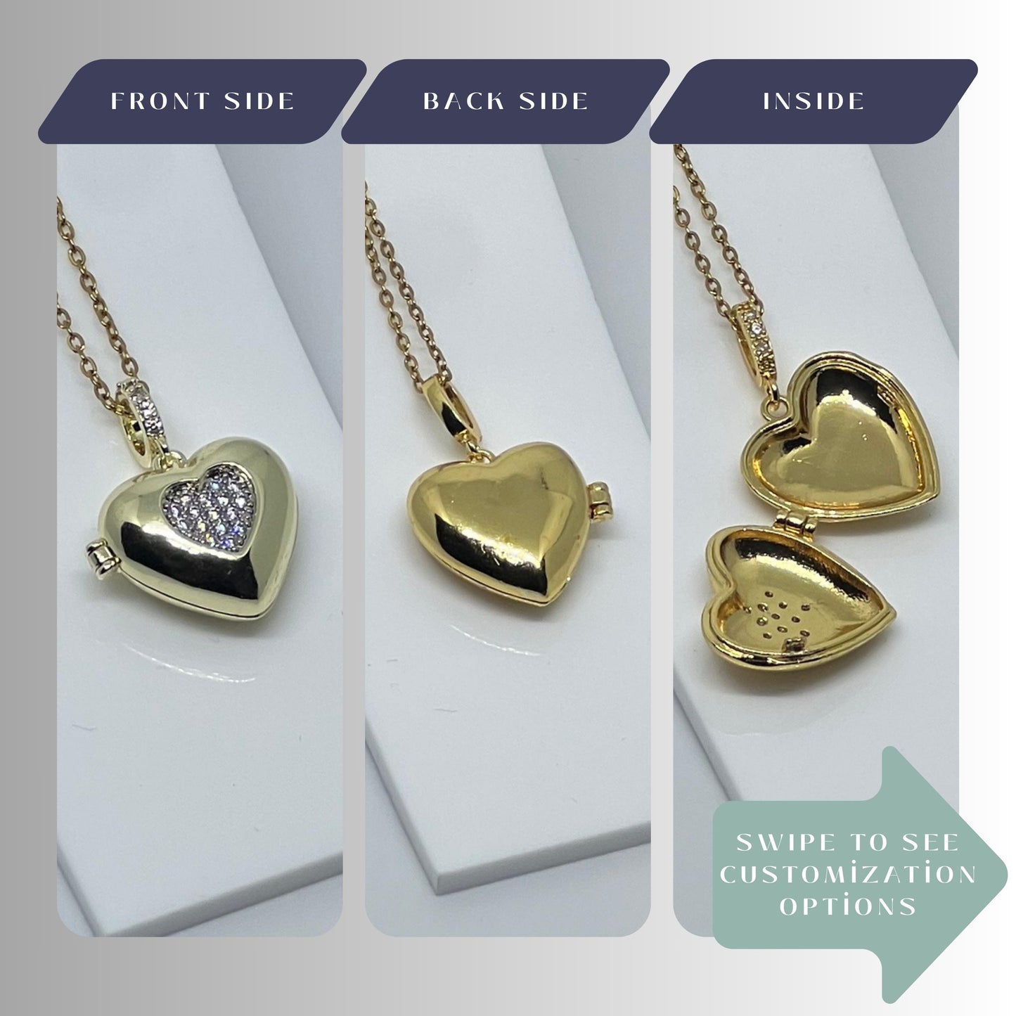 Crystal Heart Photo Locket Necklace – Personalized Keepsake Gift