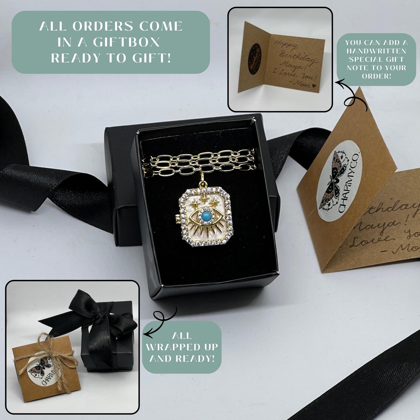 Evil Eye Photo Locket Necklace – Personalized Keepsake Gift