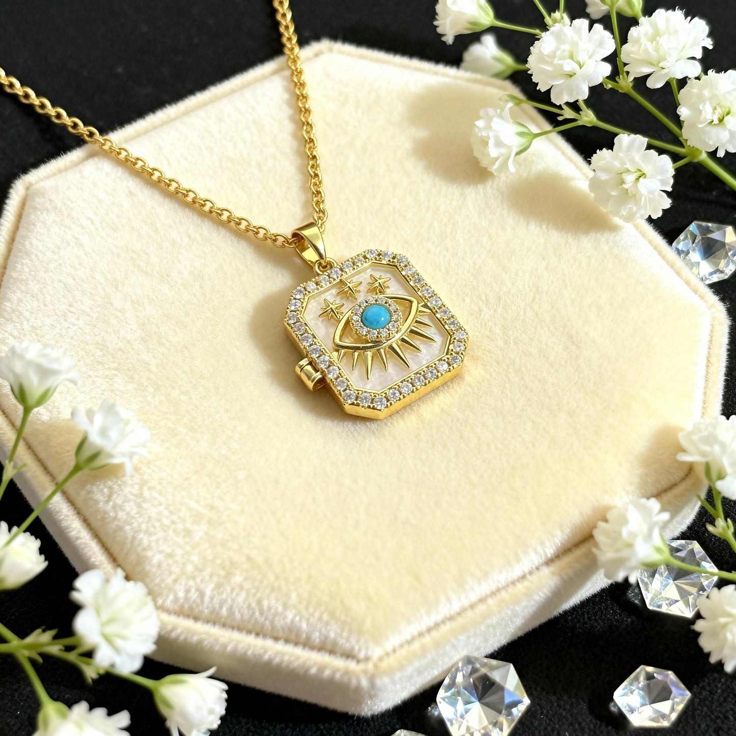 Evil Eye Photo Locket Necklace – Personalized Keepsake Gift