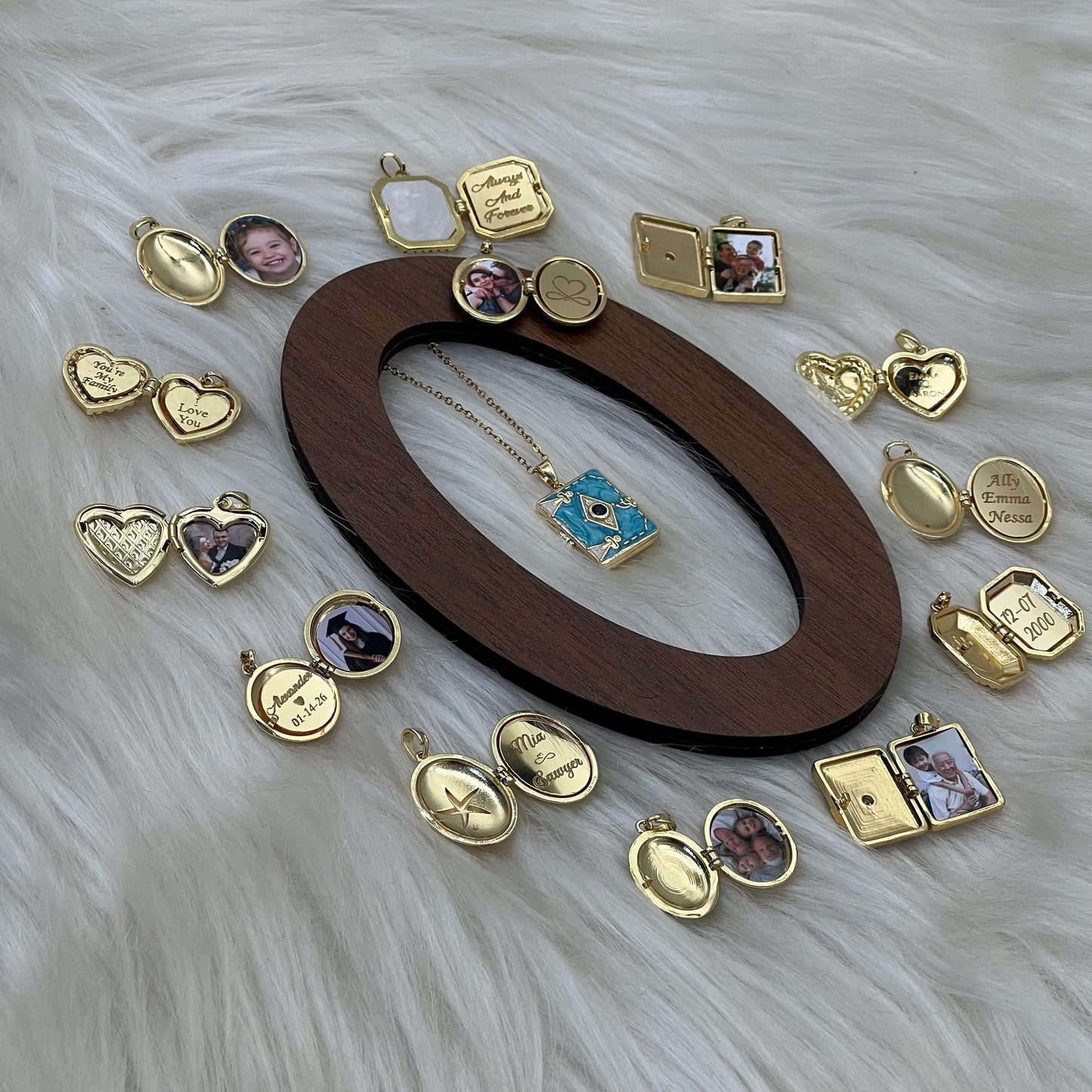 Blue Enamel Book Locket Necklace – Personalized Keepsake Gift