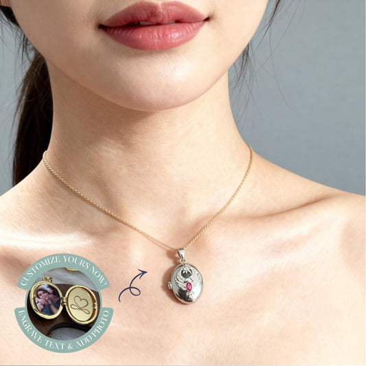 Phoenix Oval Photo Locket Necklace – Personalized Keepsake Gift