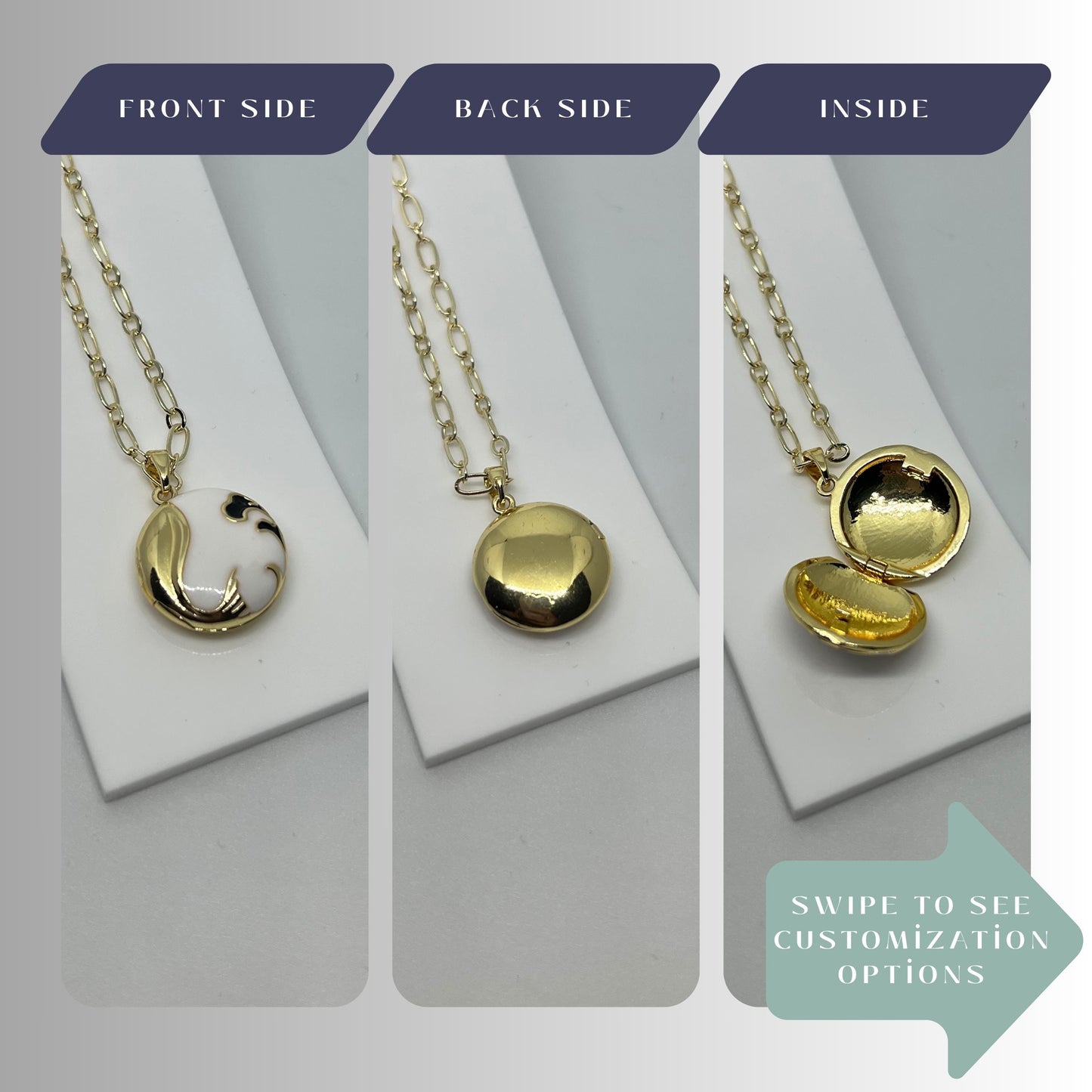 Yin Yang Round Photo Locket Necklace – Personalized Keepsake Gift