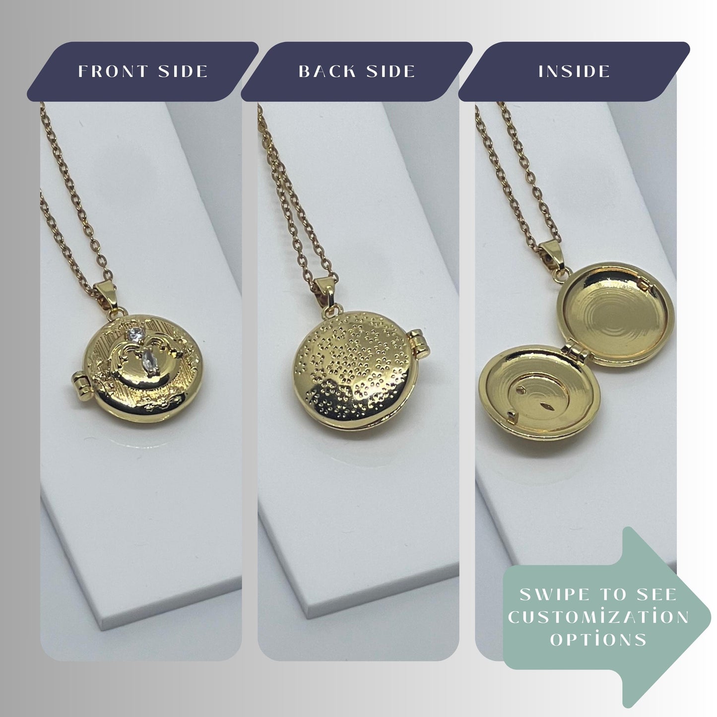 Vintage Round Photo Locket Necklace – Personalized Keepsake Gift
