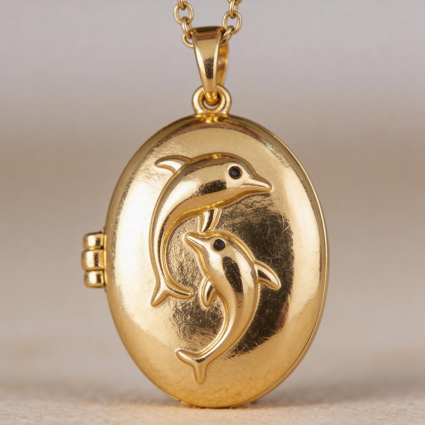 Dolphin Oval Photo Locket Necklace – Personalized Keepsake Gift