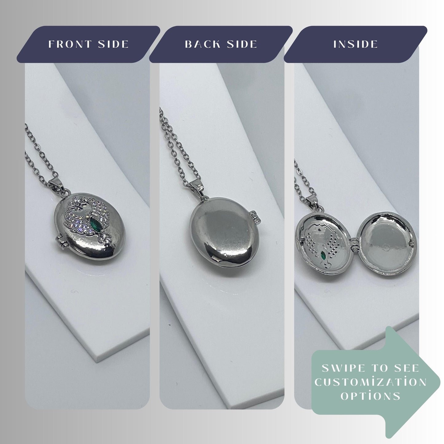 Guardian Angel Oval Photo Locket Necklace – Personalized Keepsake Gift