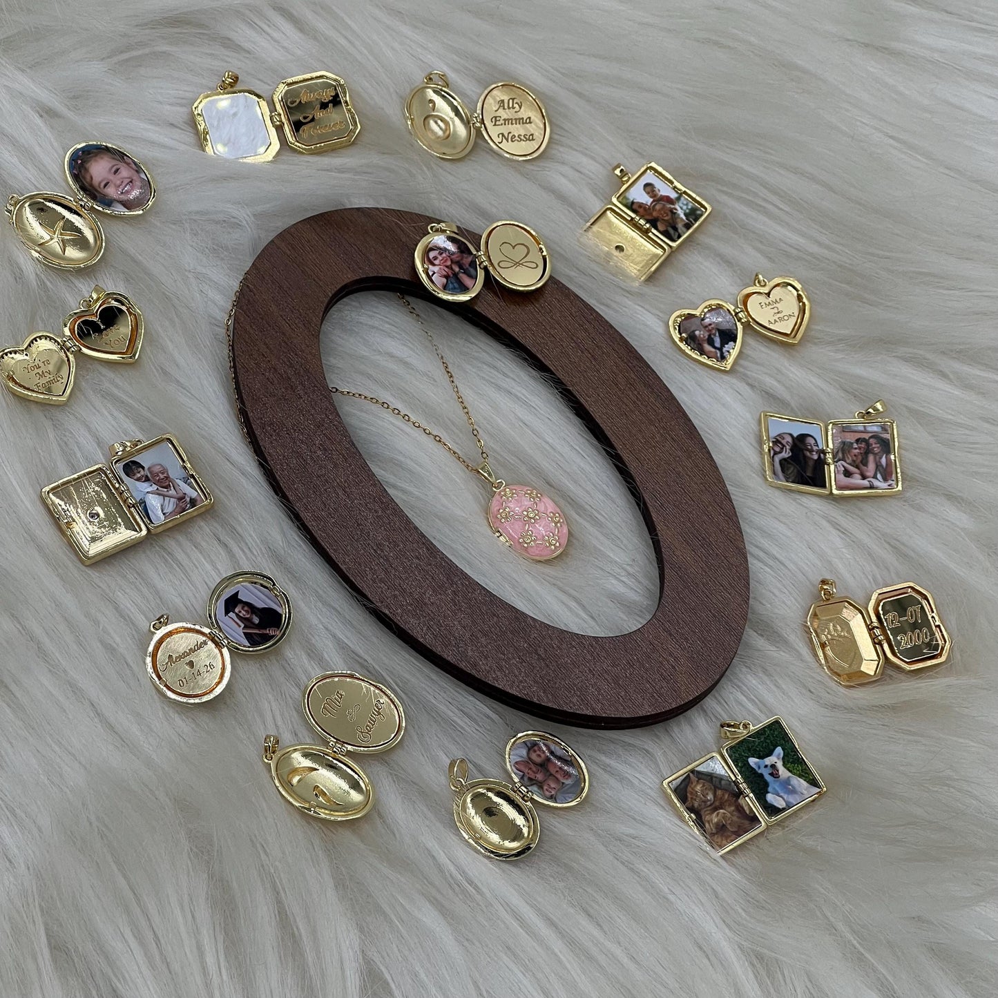 Pink Floral Oval Photo Locket Necklace – Personalized Keepsake Gift