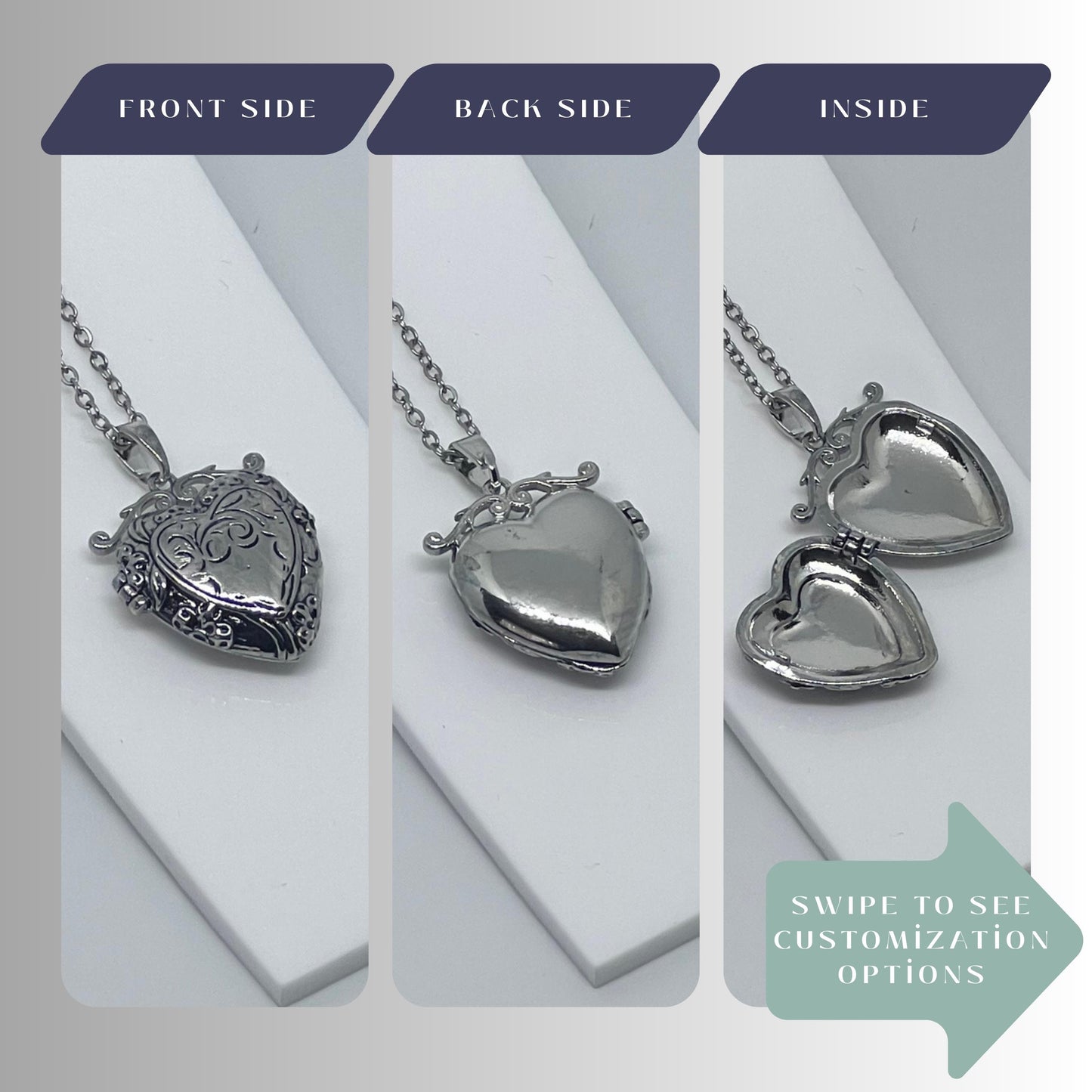 Silver Heart Photo Locket Necklace – Personalized Keepsake Gift