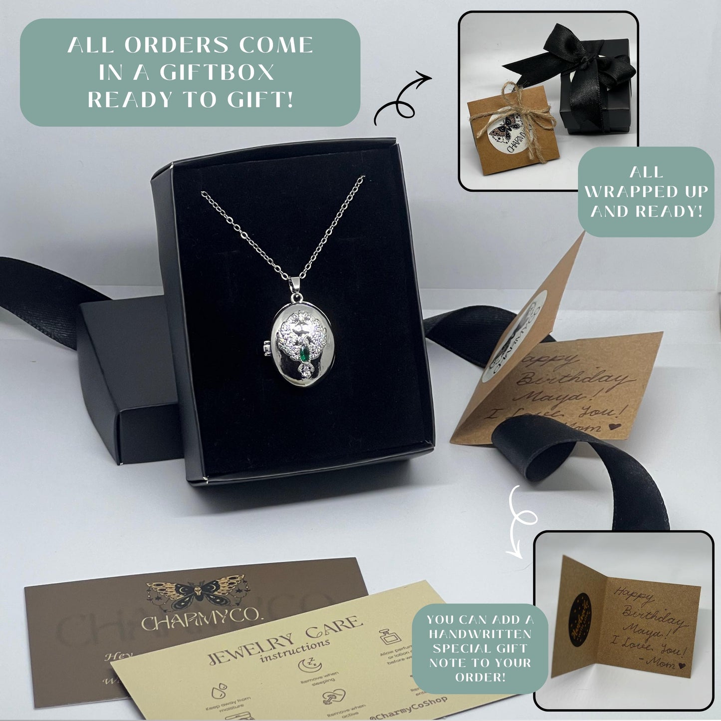 Guardian Angel Oval Photo Locket Necklace – Personalized Keepsake Gift