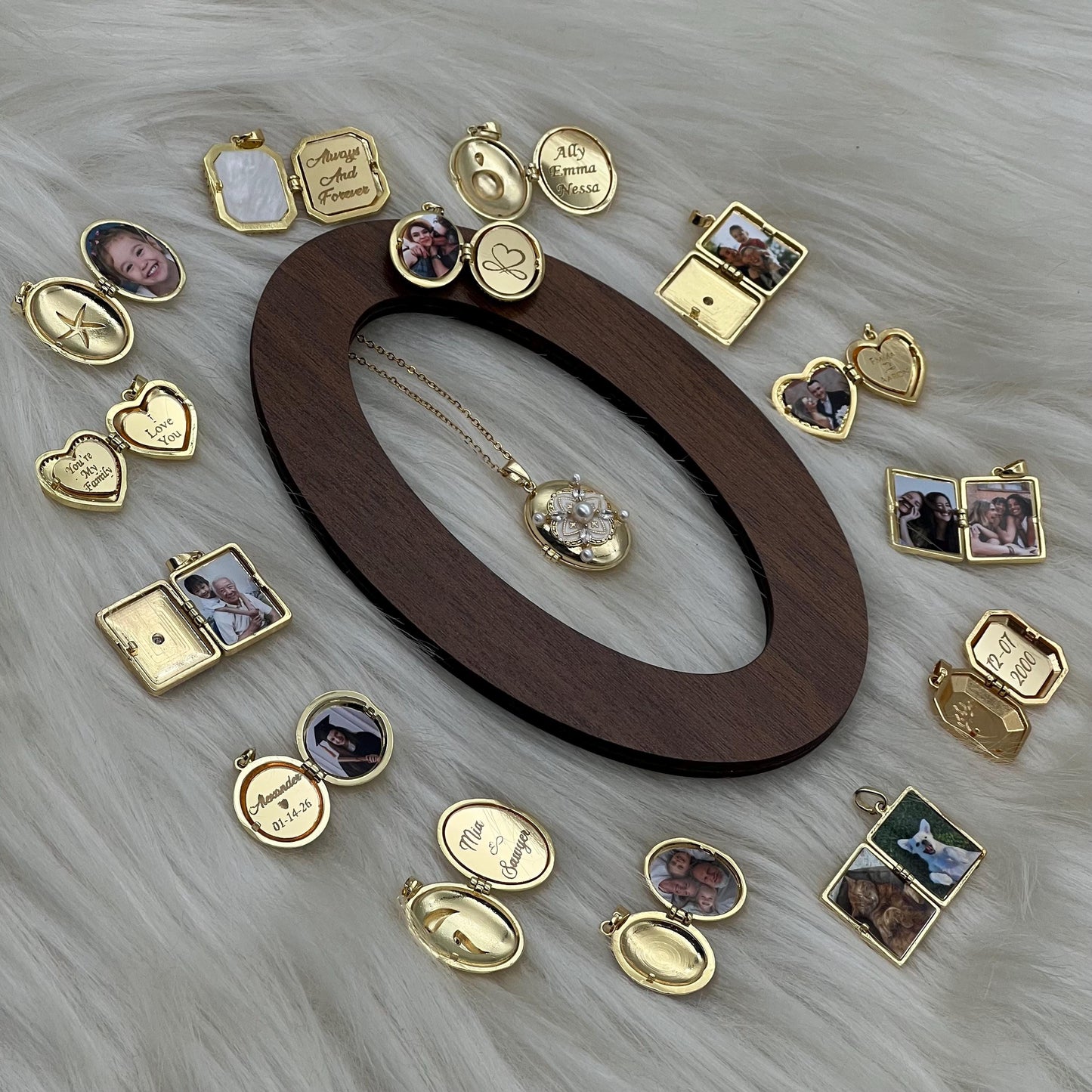 Crystal Pearl Floral Oval Photo Locket Necklace – Personalized Keepsake Gift