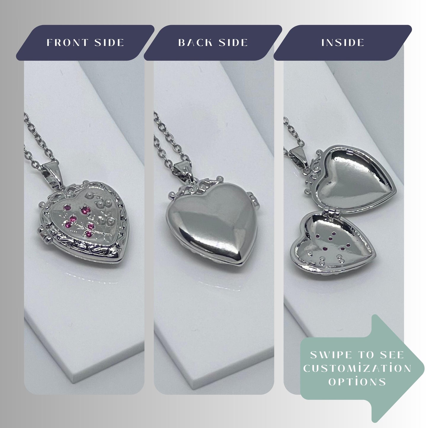 Floral Heart Photo Locket Necklace – Personalized Keepsake Gift