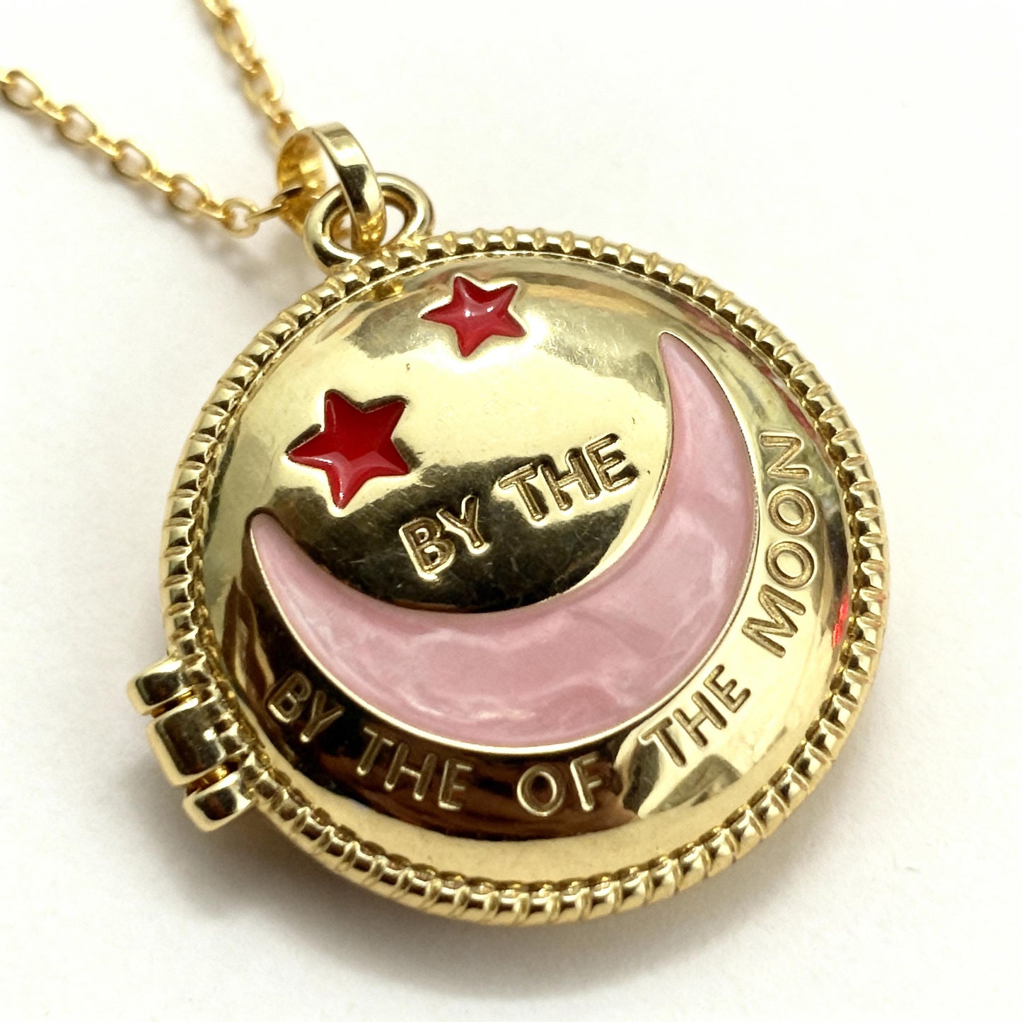Pink Moon Round Photo Locket Necklace – Personalized Keepsake Gift