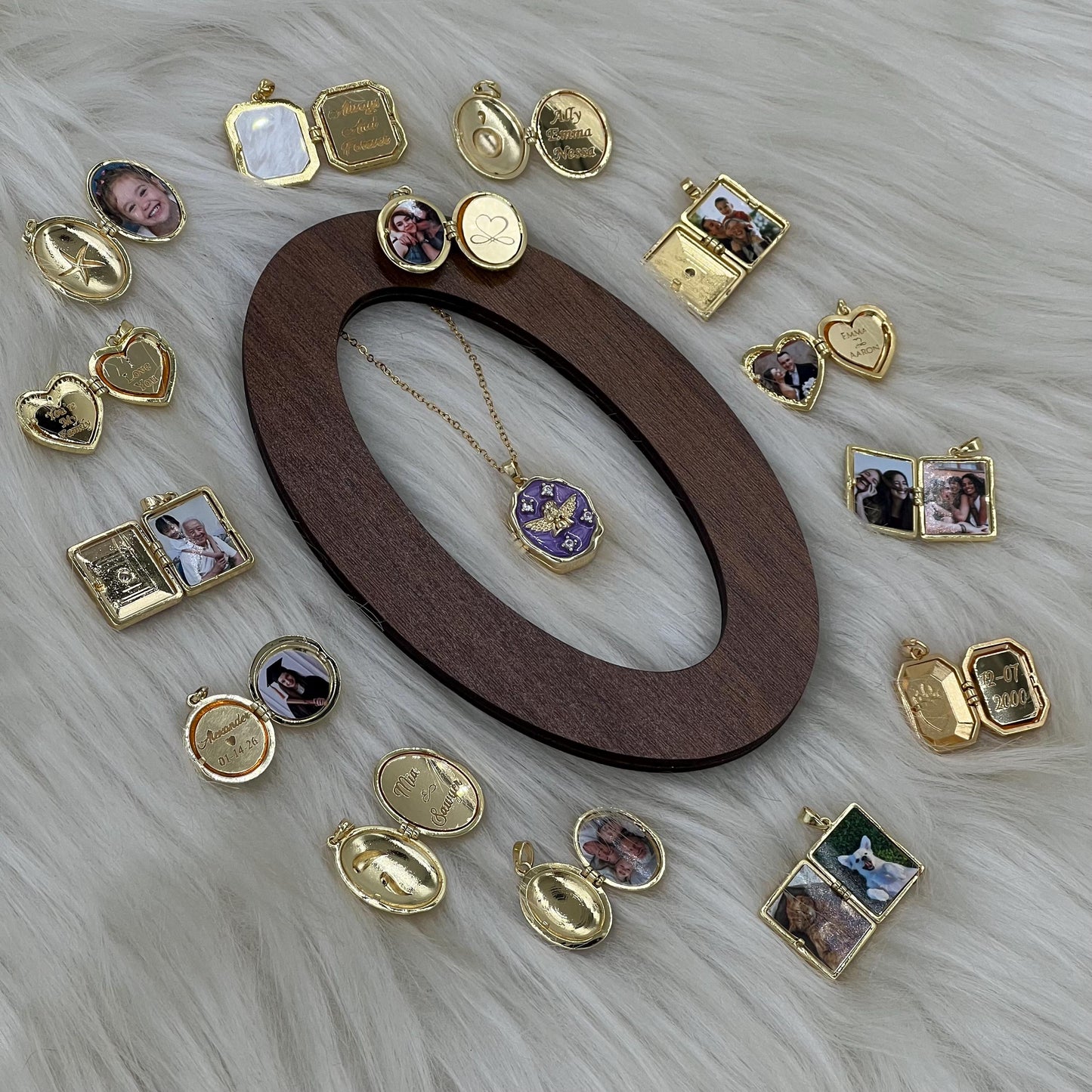 Purple Enamel Angel Photo Locket Necklace – Personalized Keepsake Gift