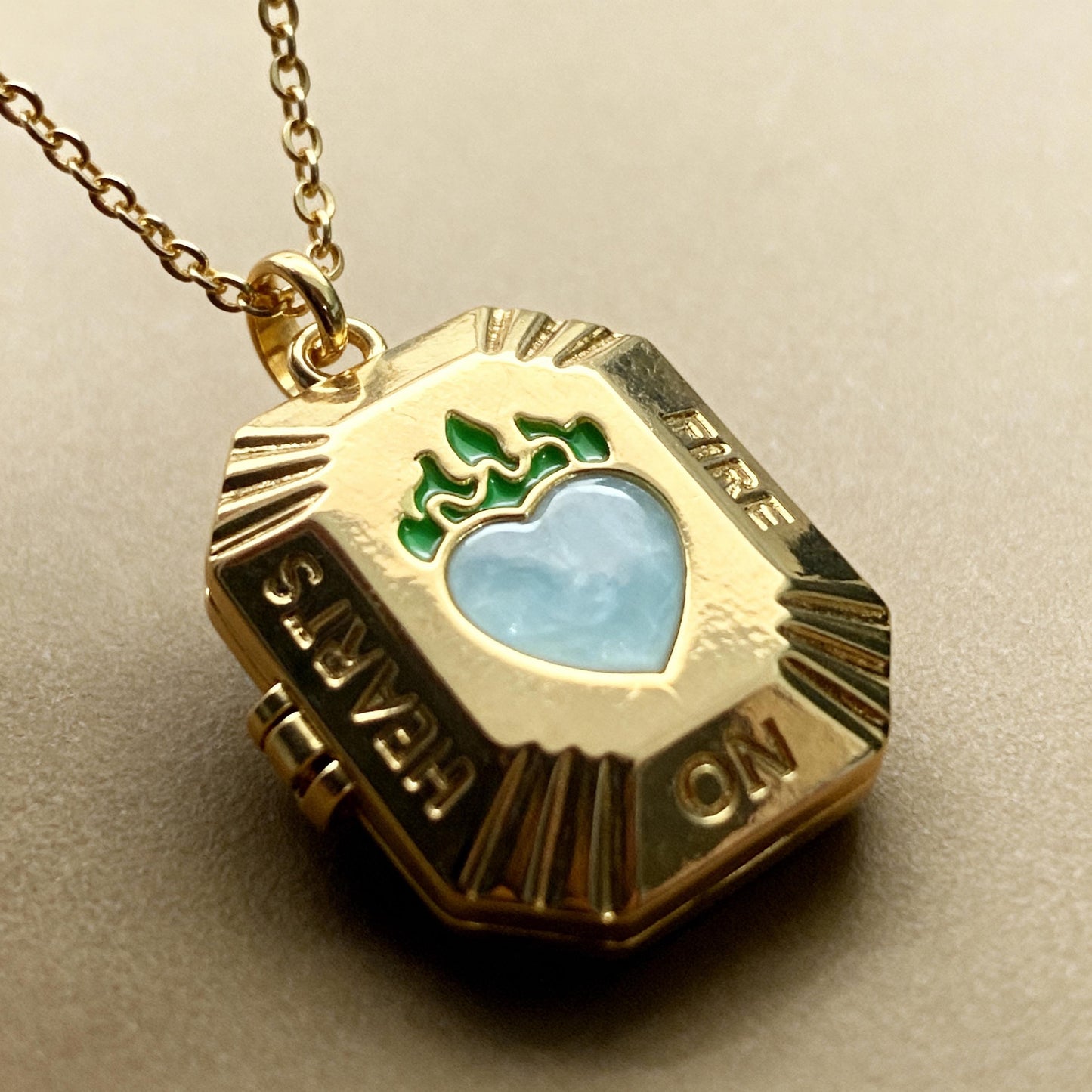 Mint Enamel Heart Photo Locket Necklace – Personalized Keepsake Gift