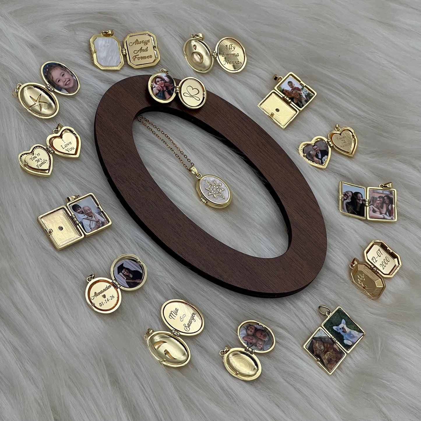 White Star Oval Photo Locket Necklace – Personalized Keepsake Gift