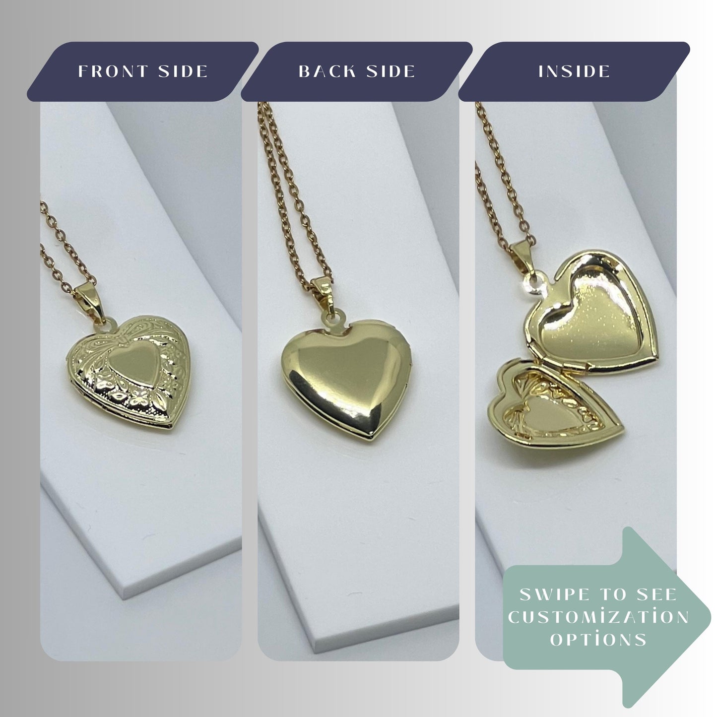 Bow Heart Photo Locket Necklace – Personalized Keepsake Gift