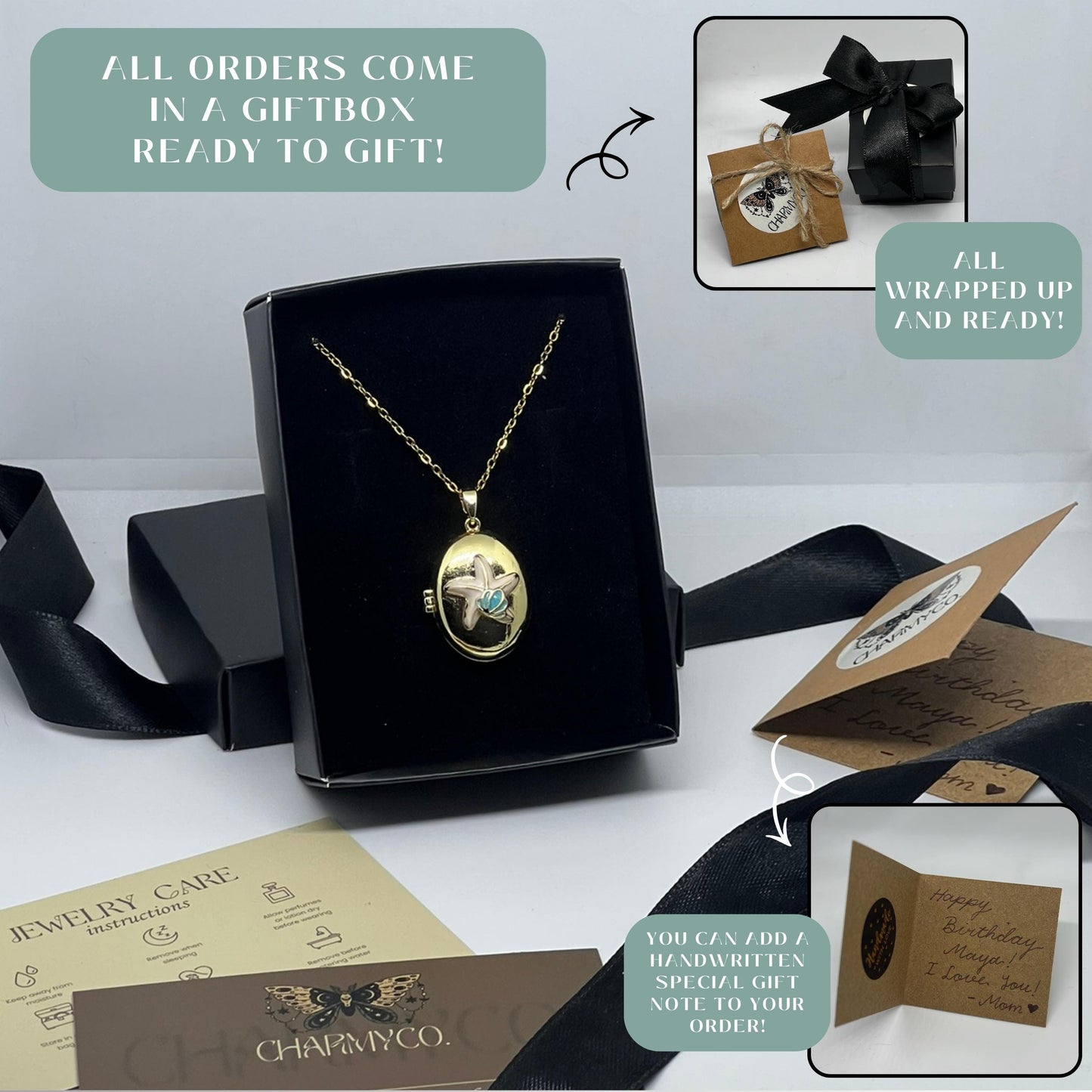 Starfish Oval Photo Locket Necklace – Personalized Keepsake Gift