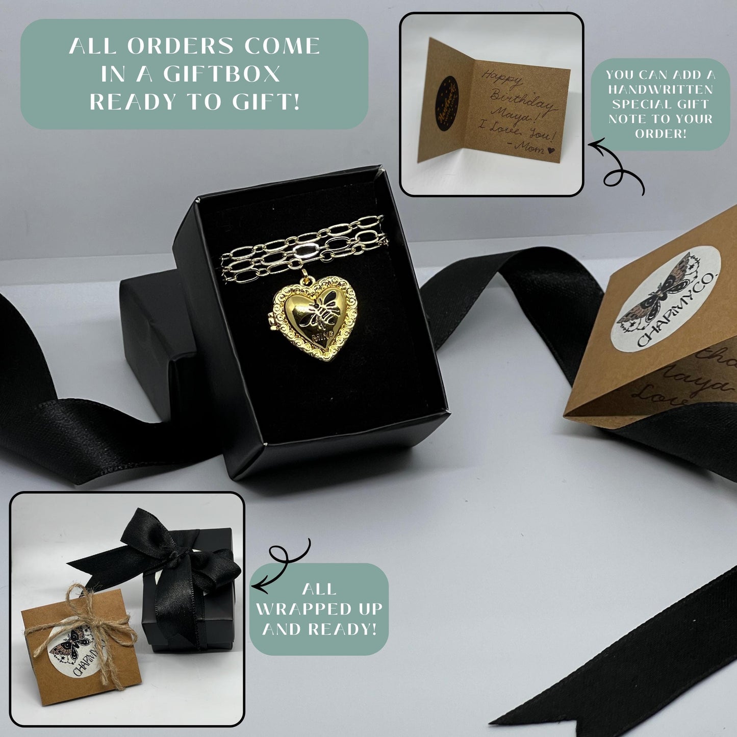 Bee Heart Photo Locket Necklace – Personalized Keepsake Gift