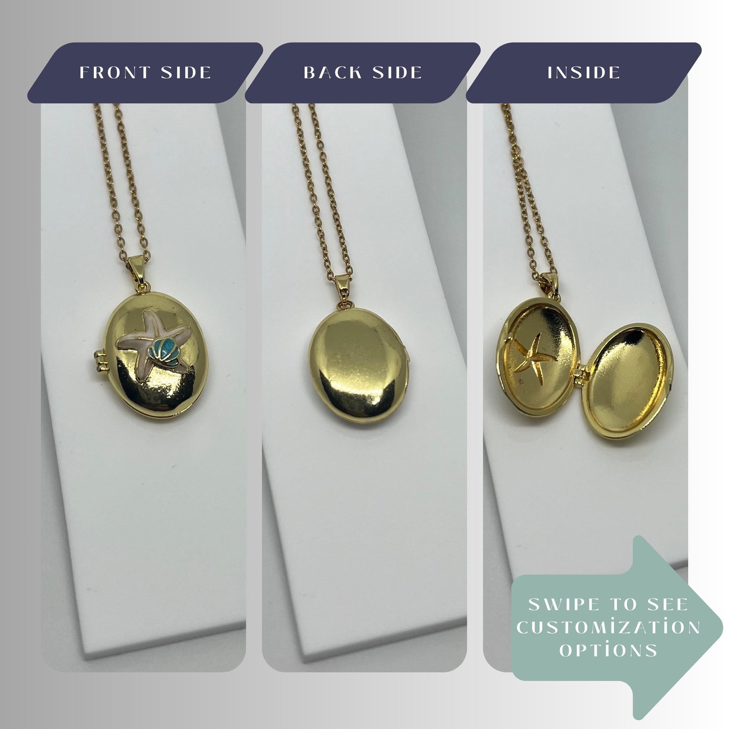 Starfish Oval Photo Locket Necklace – Personalized Keepsake Gift