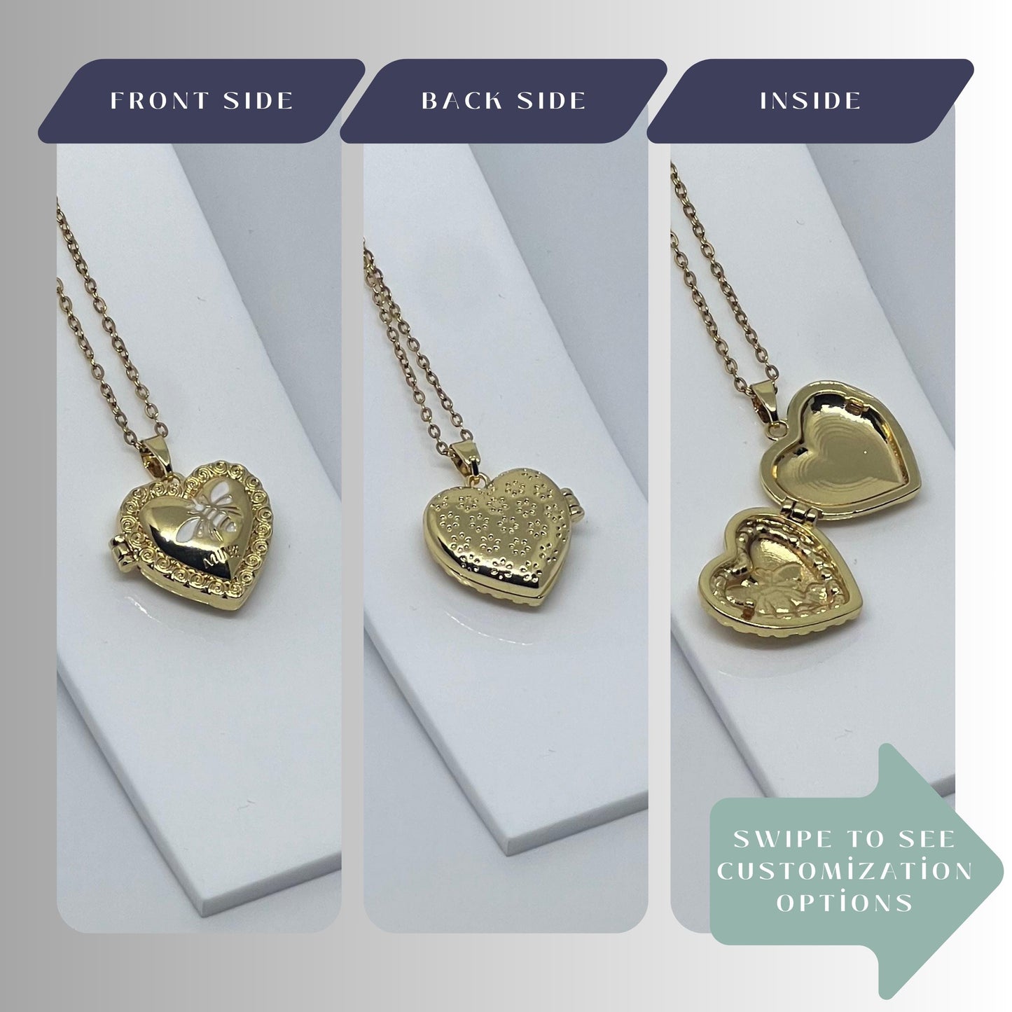 Bee Heart Photo Locket Necklace – Personalized Keepsake Gift