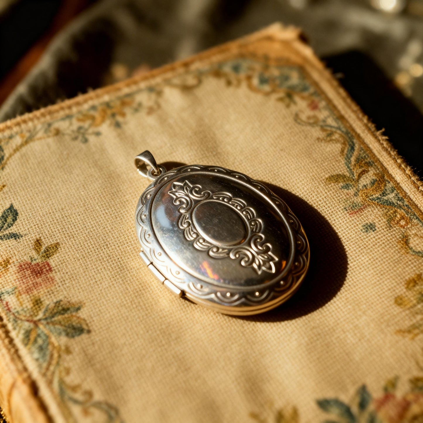 Antique Silver Oval Photo Locket Necklace – Personalized Keepsake Gift