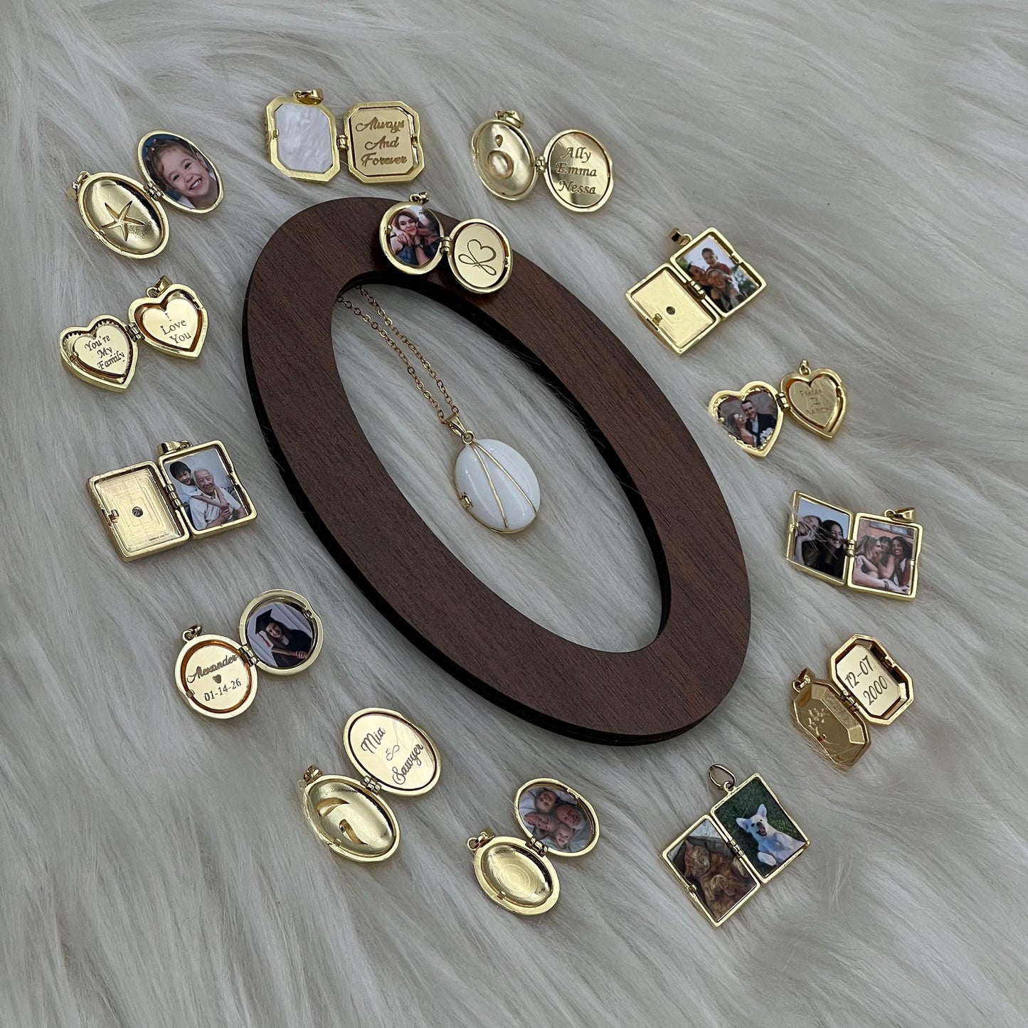 White Enamel Oval Photo Locket Necklace – Personalized Keepsake Gift