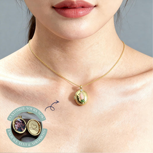 Firefly Oval Photo Locket Necklace – Personalized Keepsake Gift
