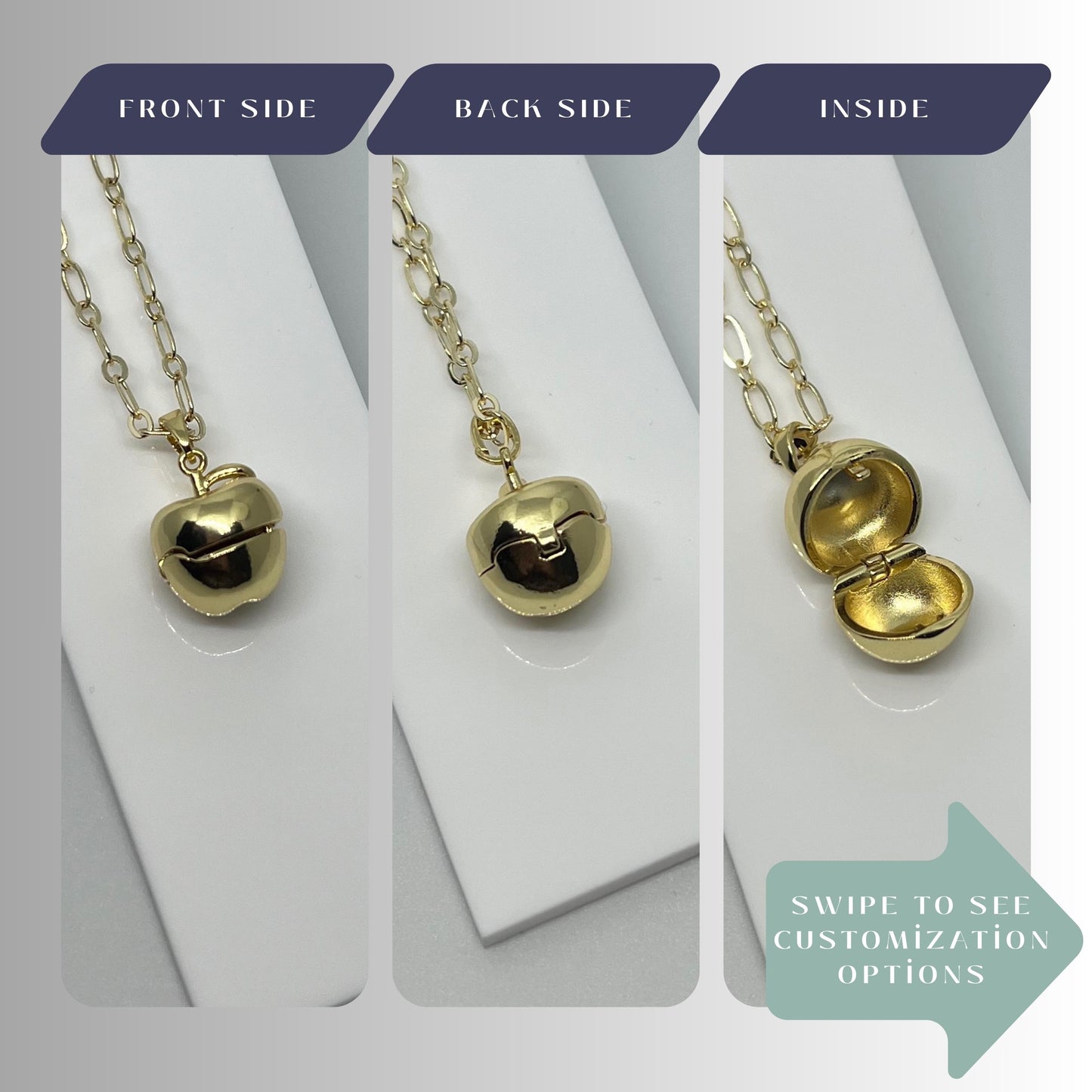 Apple Keepsake Locket Necklace – Tooth & Hair Memory Jewelry Gift