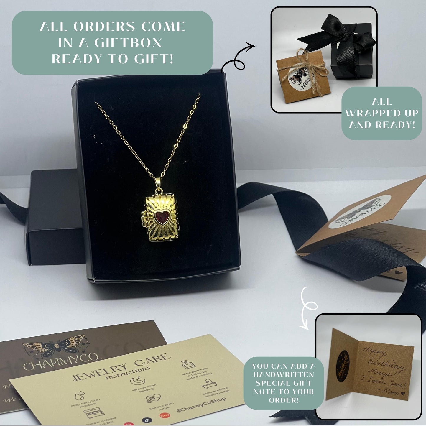 Heart Rectangle Photo Locket Necklace – Personalized Keepsake Gift