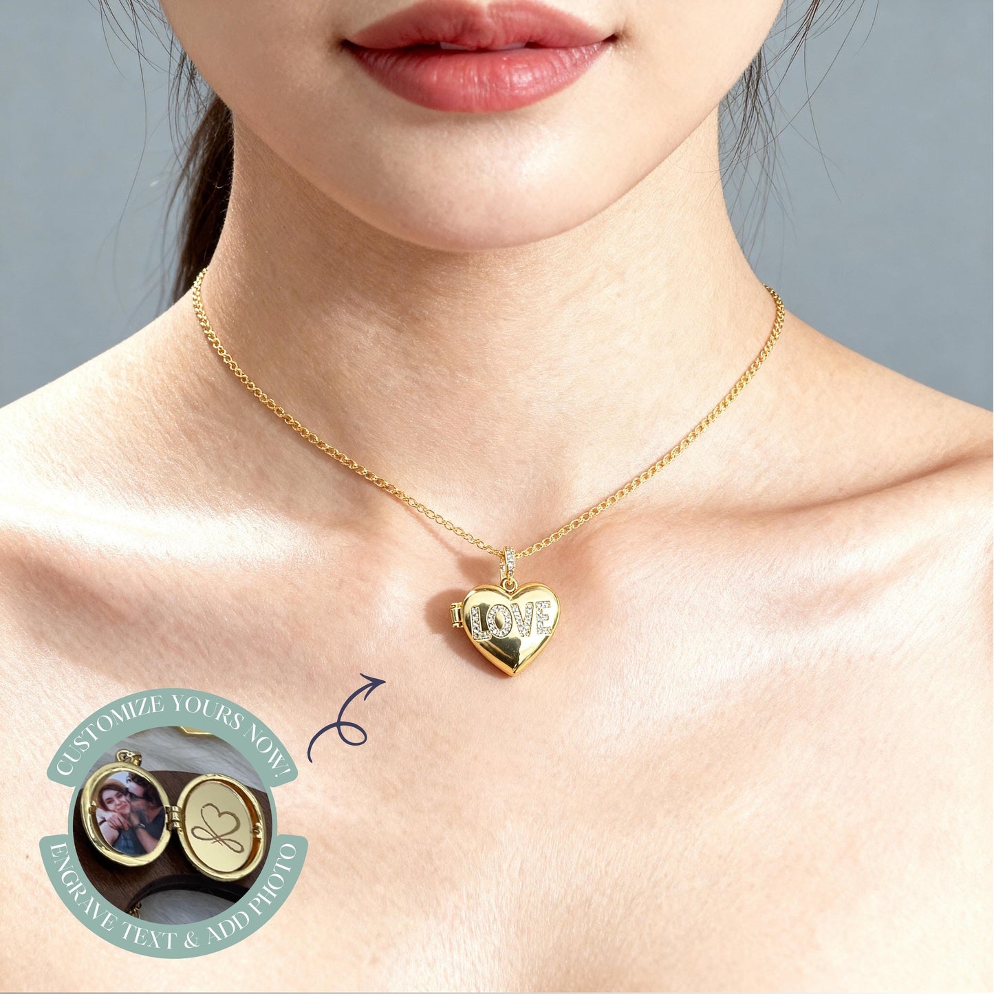 Love Heart Photo Locket Necklace – Personalized Keepsake Gift