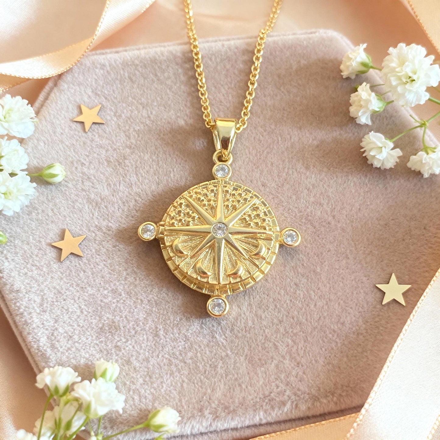 Compass Photo Locket Necklace – Personalized Keepsake Gift