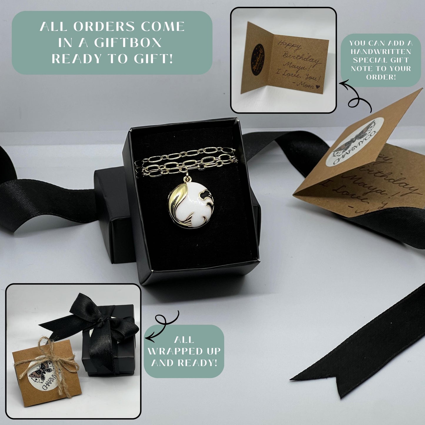 Yin Yang Round Photo Locket Necklace – Personalized Keepsake Gift
