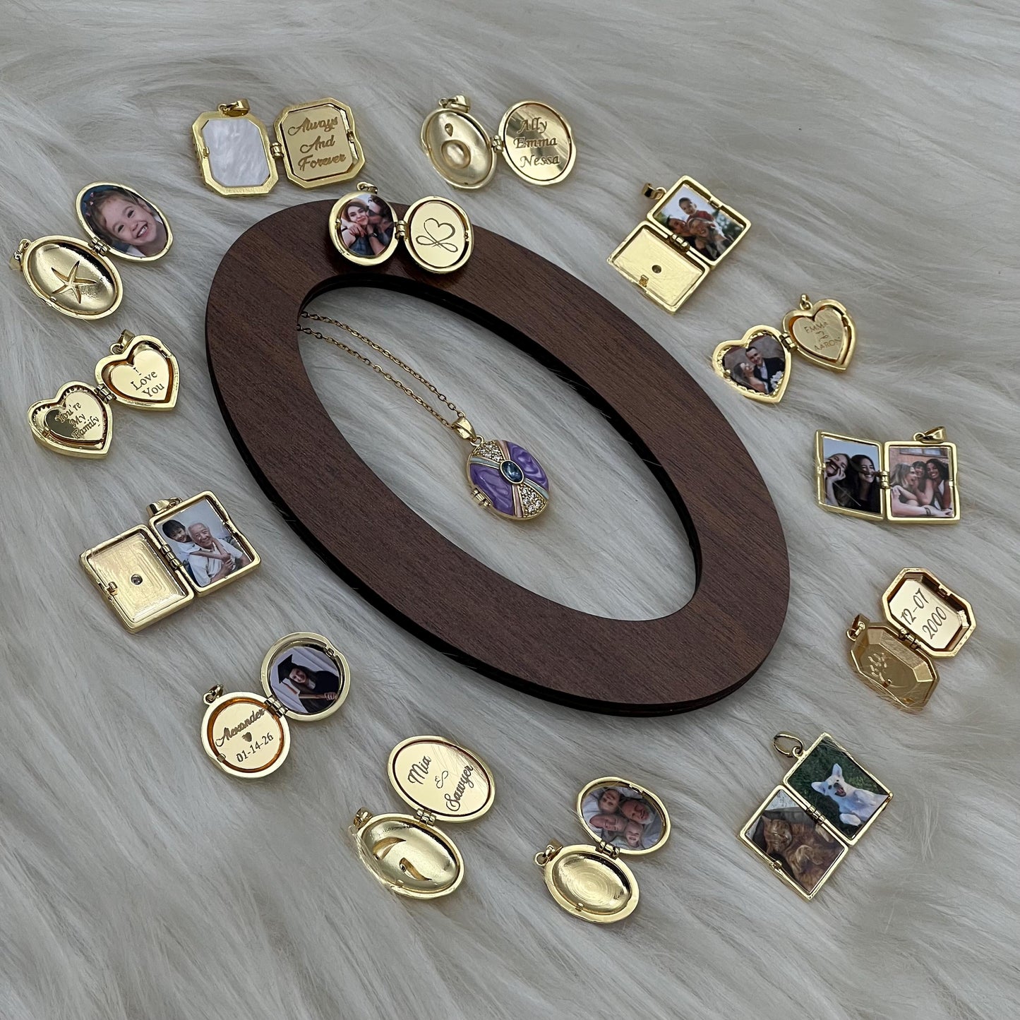 Purple Enamel Oval Photo Locket Necklace – Personalized Keepsake Gift