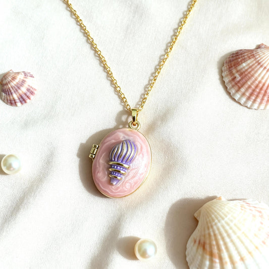 Pink Shell Photo Locket Necklace – Personalized Keepsake Gift