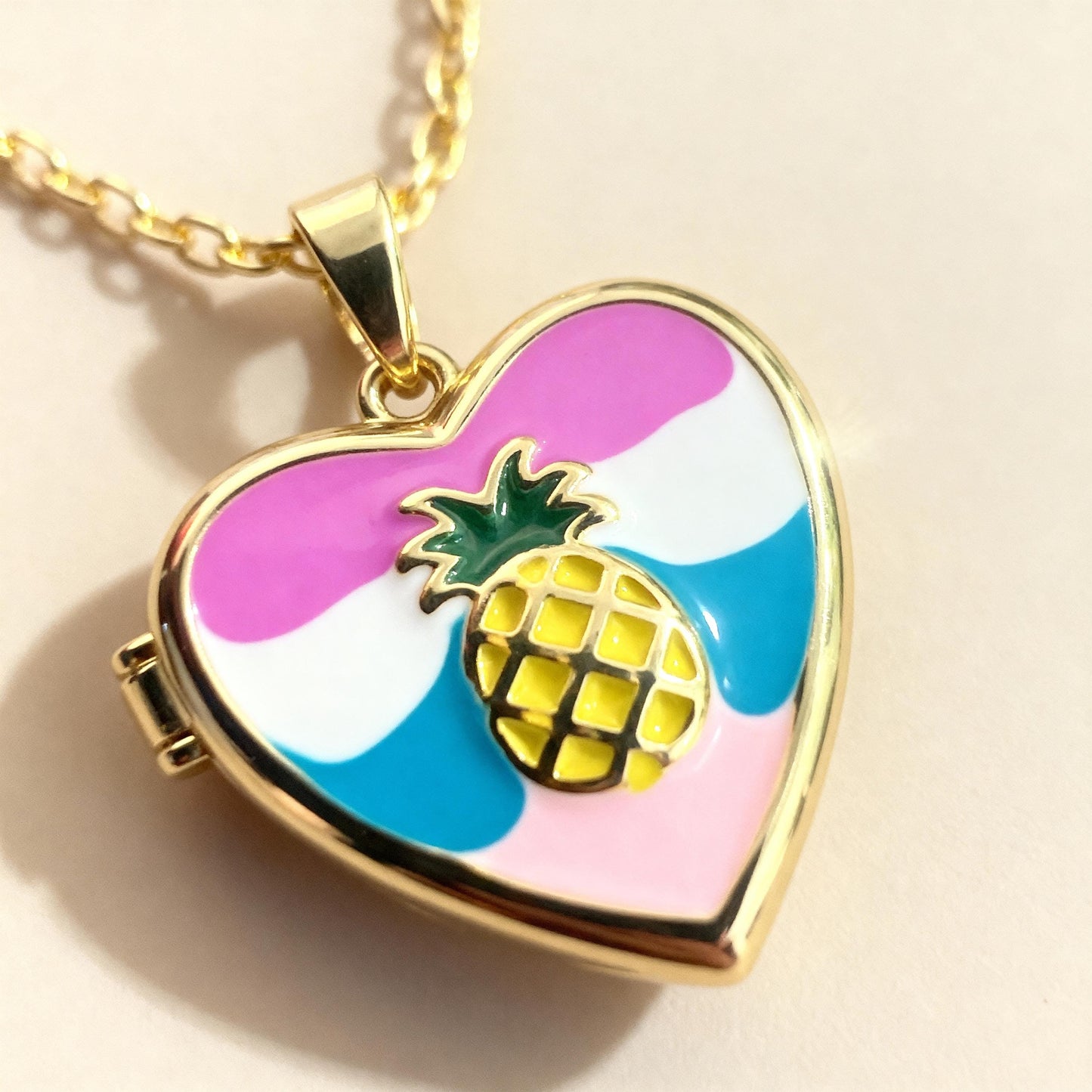 Pineapple Heart Photo Locket Necklace – Personalized Keepsake Gift