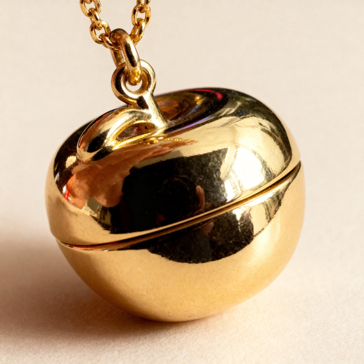 Apple Keepsake Locket Necklace – Tooth & Hair Memory Jewelry Gift