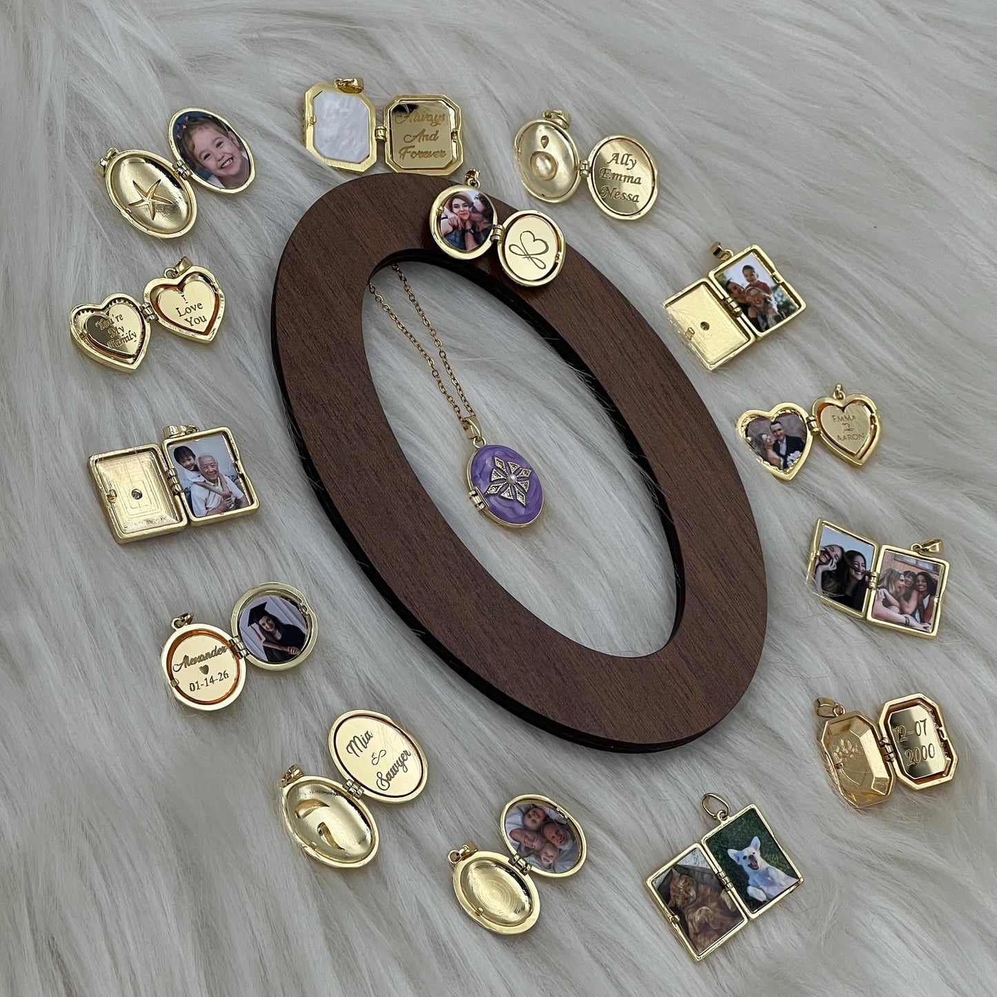 Purple Pearl Oval Photo Locket Necklace – Personalized Keepsake Gift
